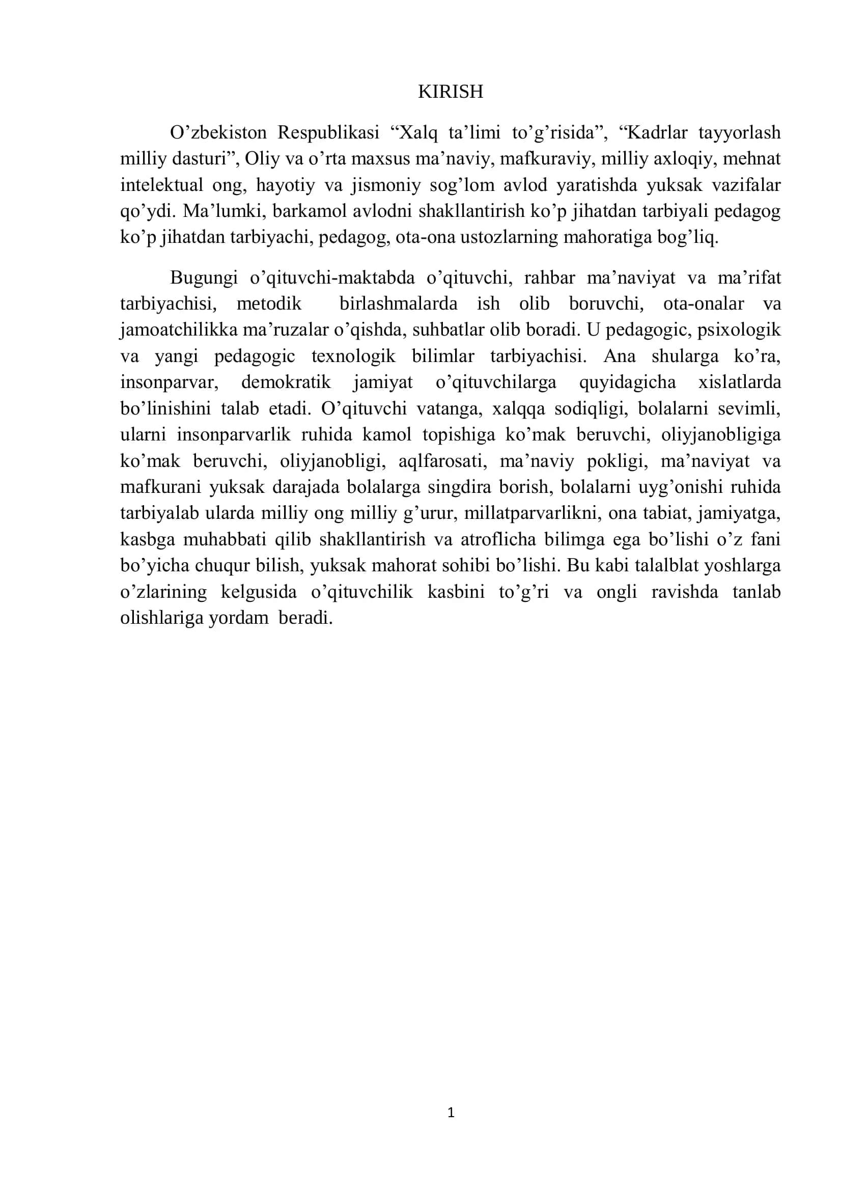 O’qituvchi-maktabda xizmat ko’rsatishda qo’llanma