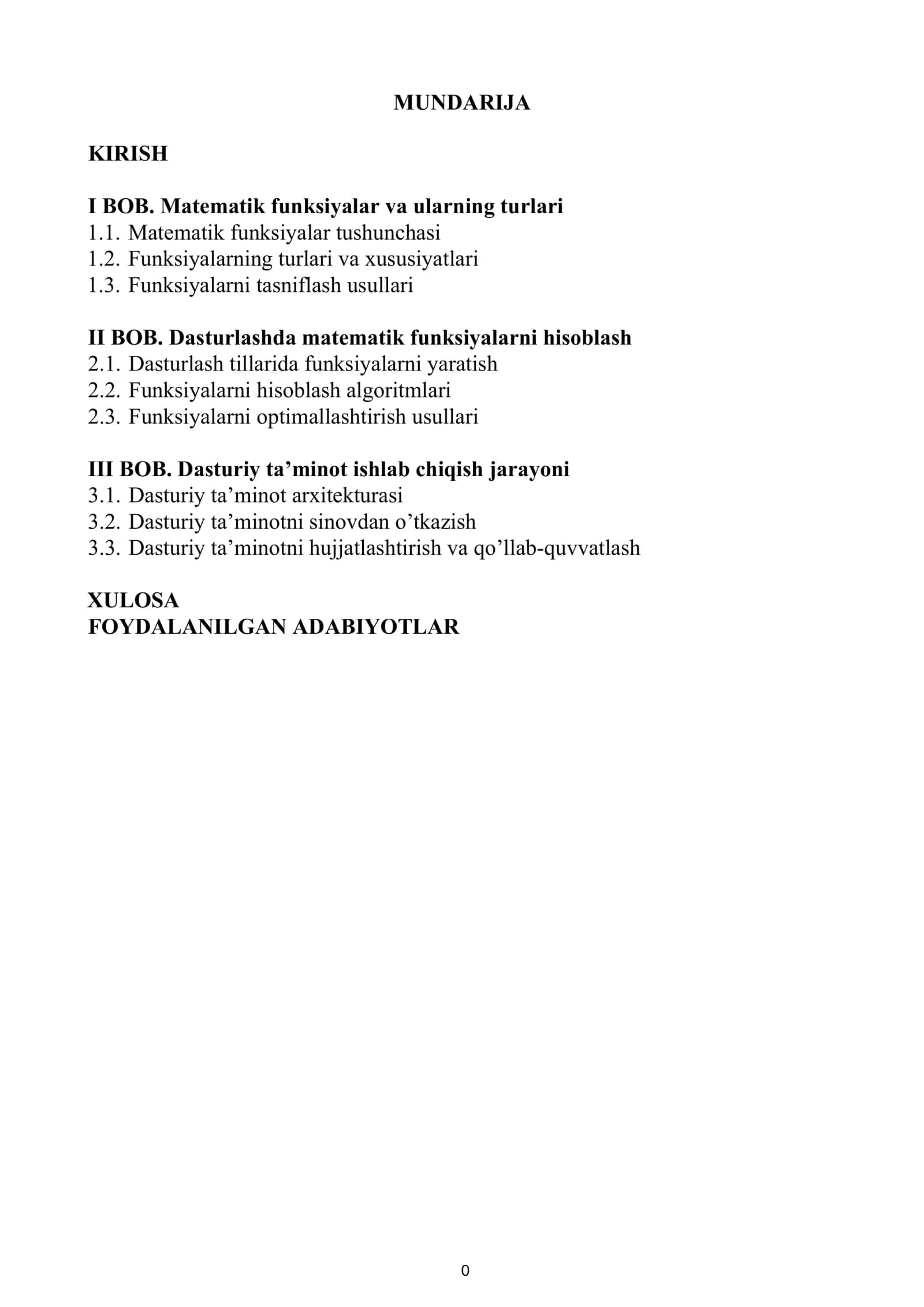 Kurs ishining maqsadi va vazifalari