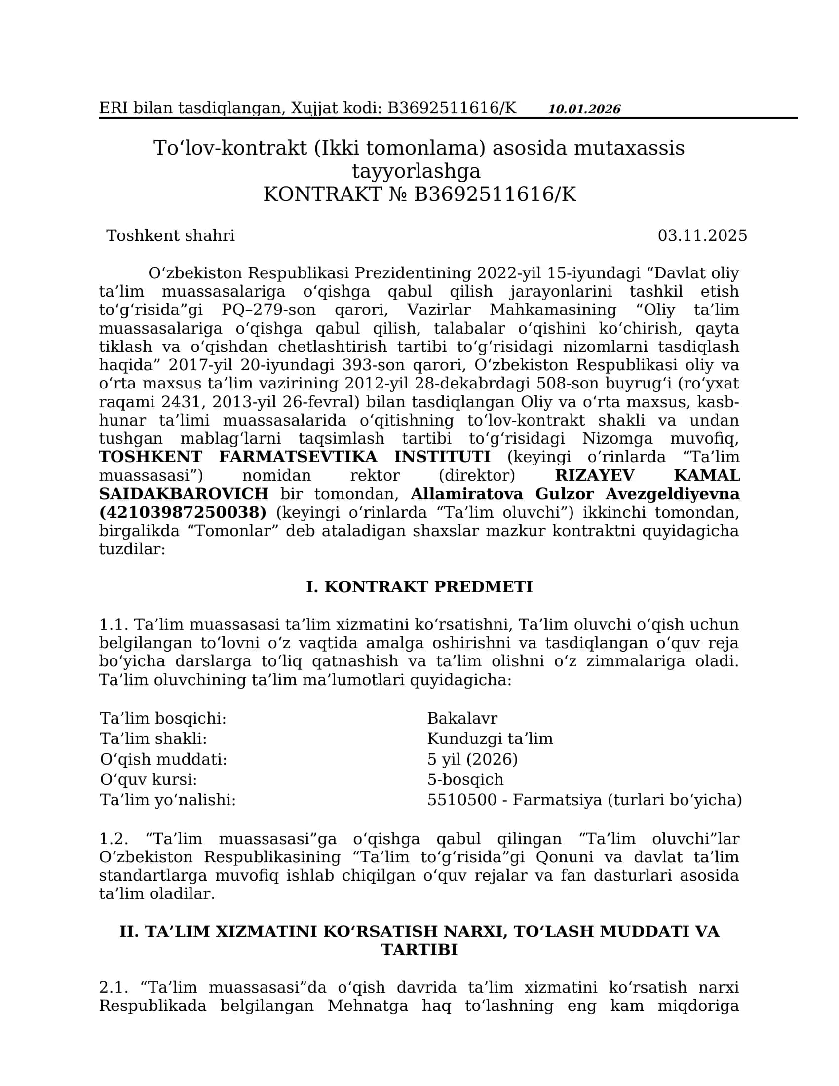 O‘zbekiston Respublikasi Prezidentining 2022-yil 15-iyundagi “Davlat oliy ta’lim muassasalariga o‘qishga qabul qilish jarayonlarini tashkil etish to‘g‘risida”gi PQ–279-son qarori