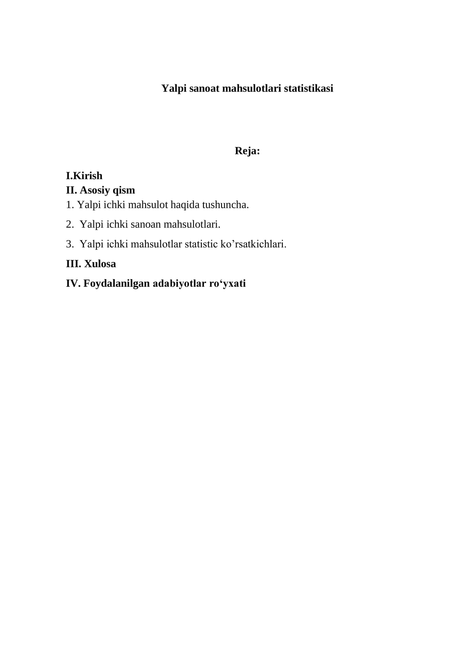Yalpi sanoat mahsulotlari statistikasi