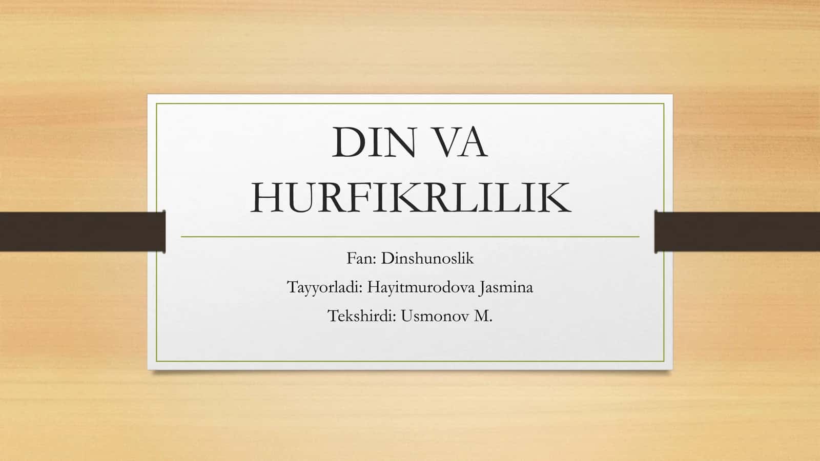 DIN VA HURFIKRLILIK