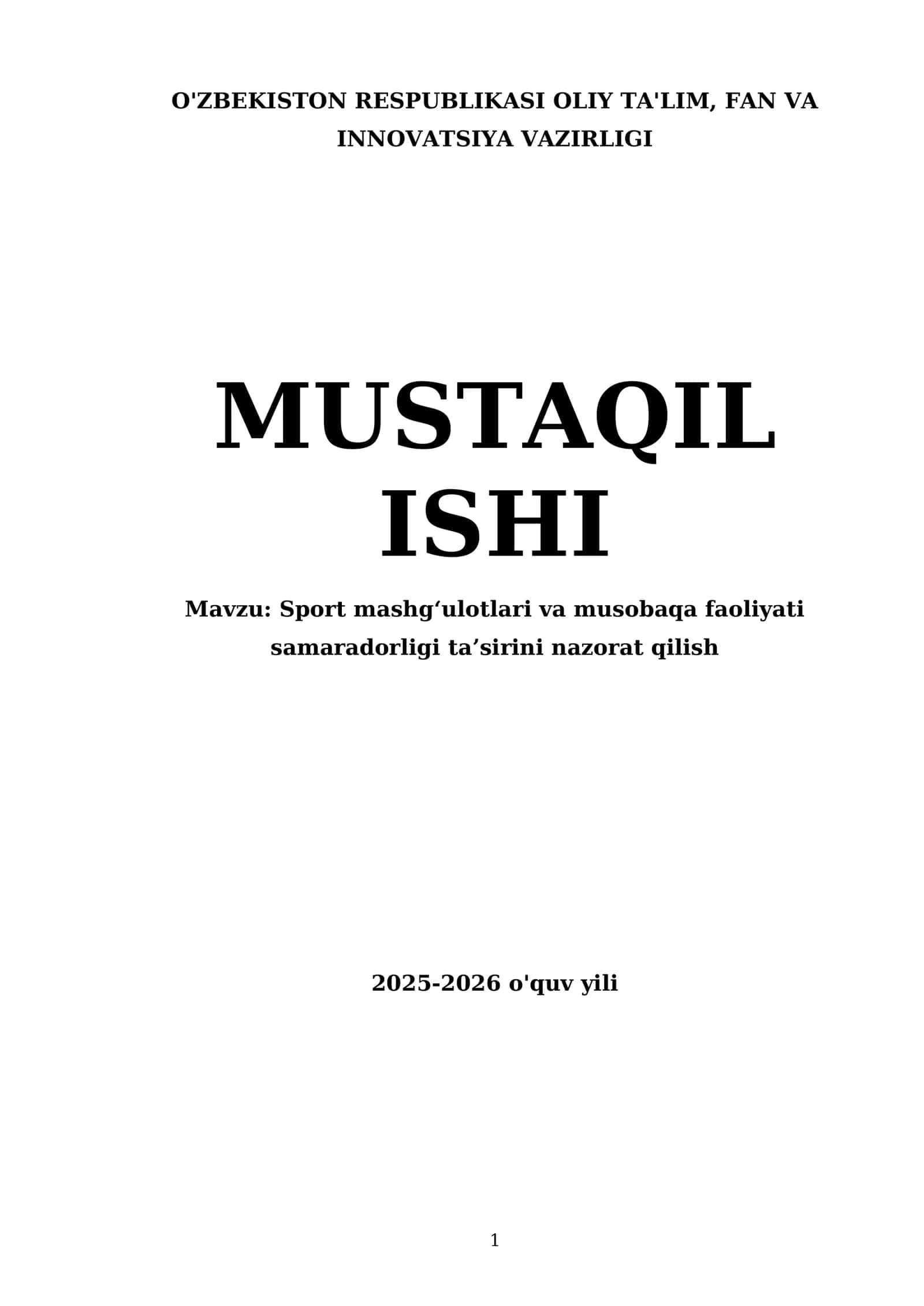 Sport mashgʻulotlari va musobaqa faoliyati samaradorligi taʼsirini nazorat qilish