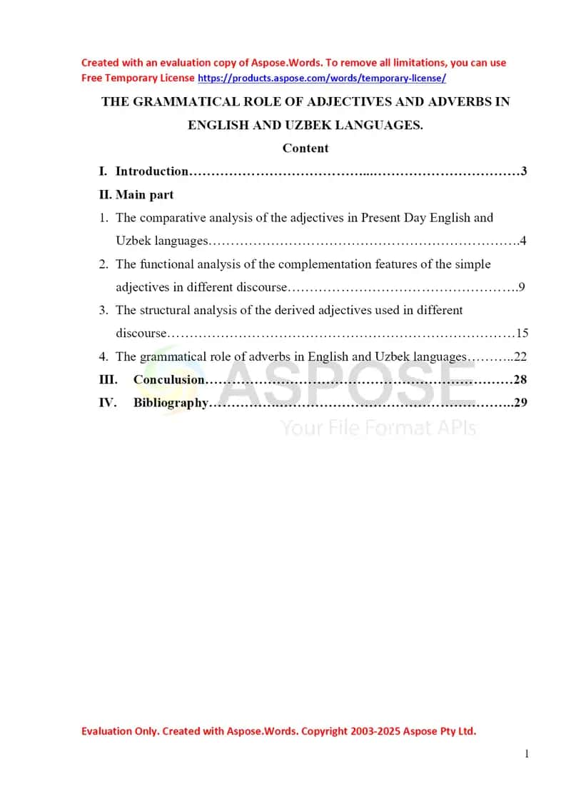 The grammatical role adjectives and adverbs in English and Uzbek languagae