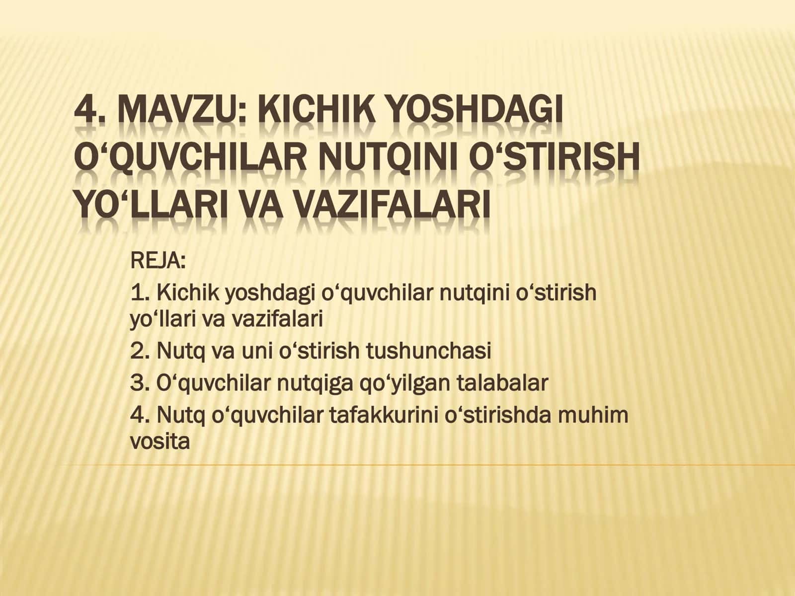 Kichik yoshdagi o‘quvchilar nutqini o‘stirish yo‘llari va vazifalari