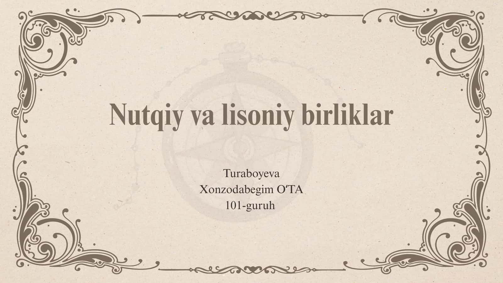 nutqiy va lisoniy birliklar