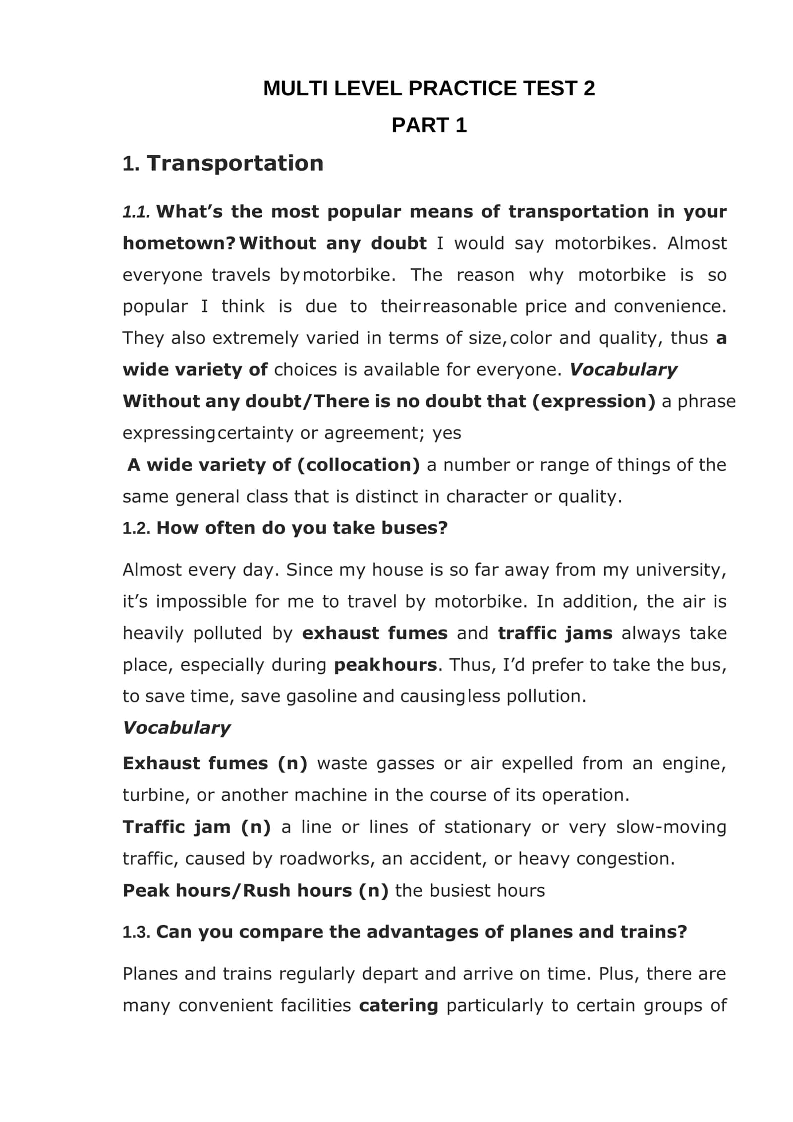 MULTI LEVEL PRACTICE TEST 2