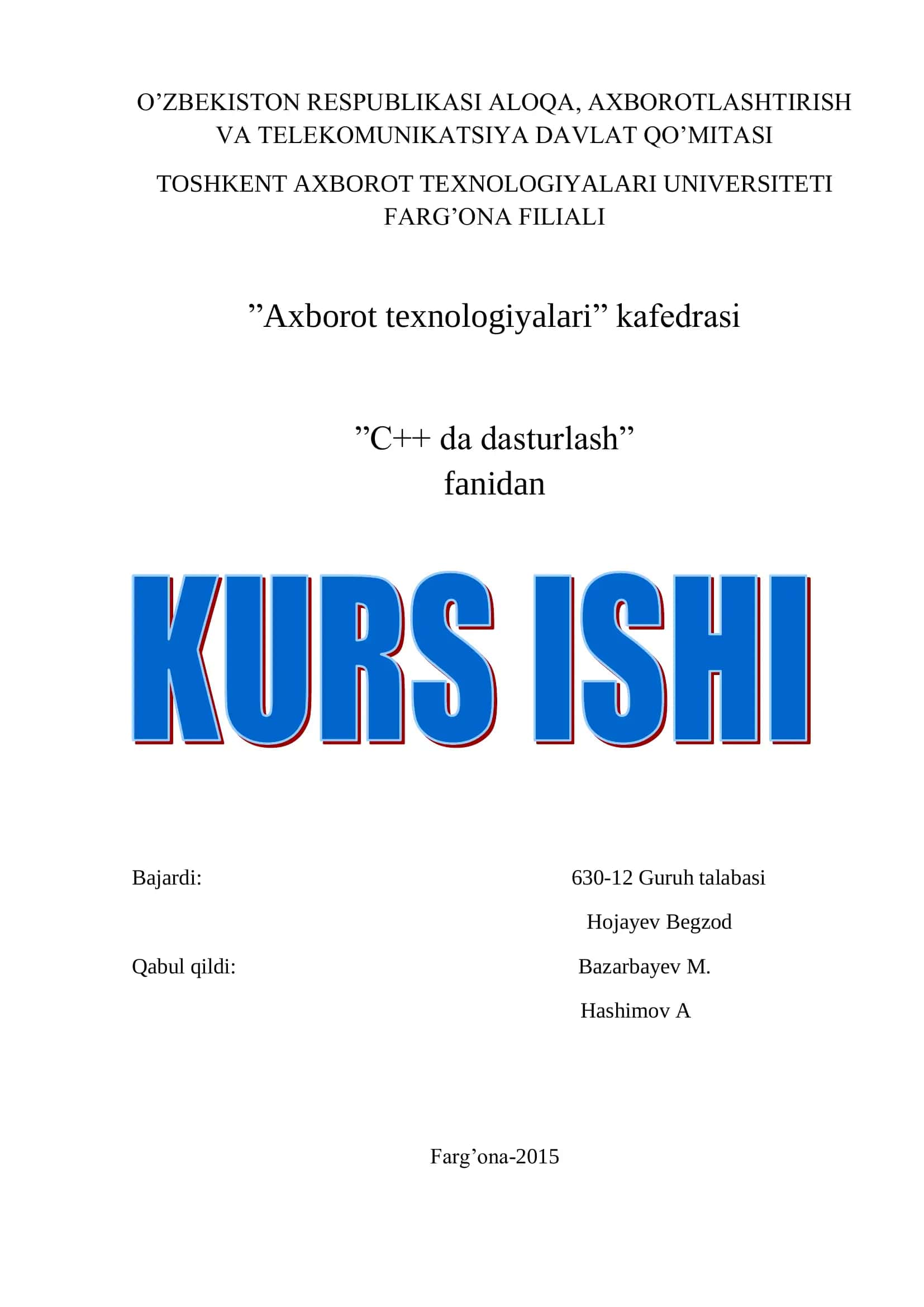 C++ da dasturlash