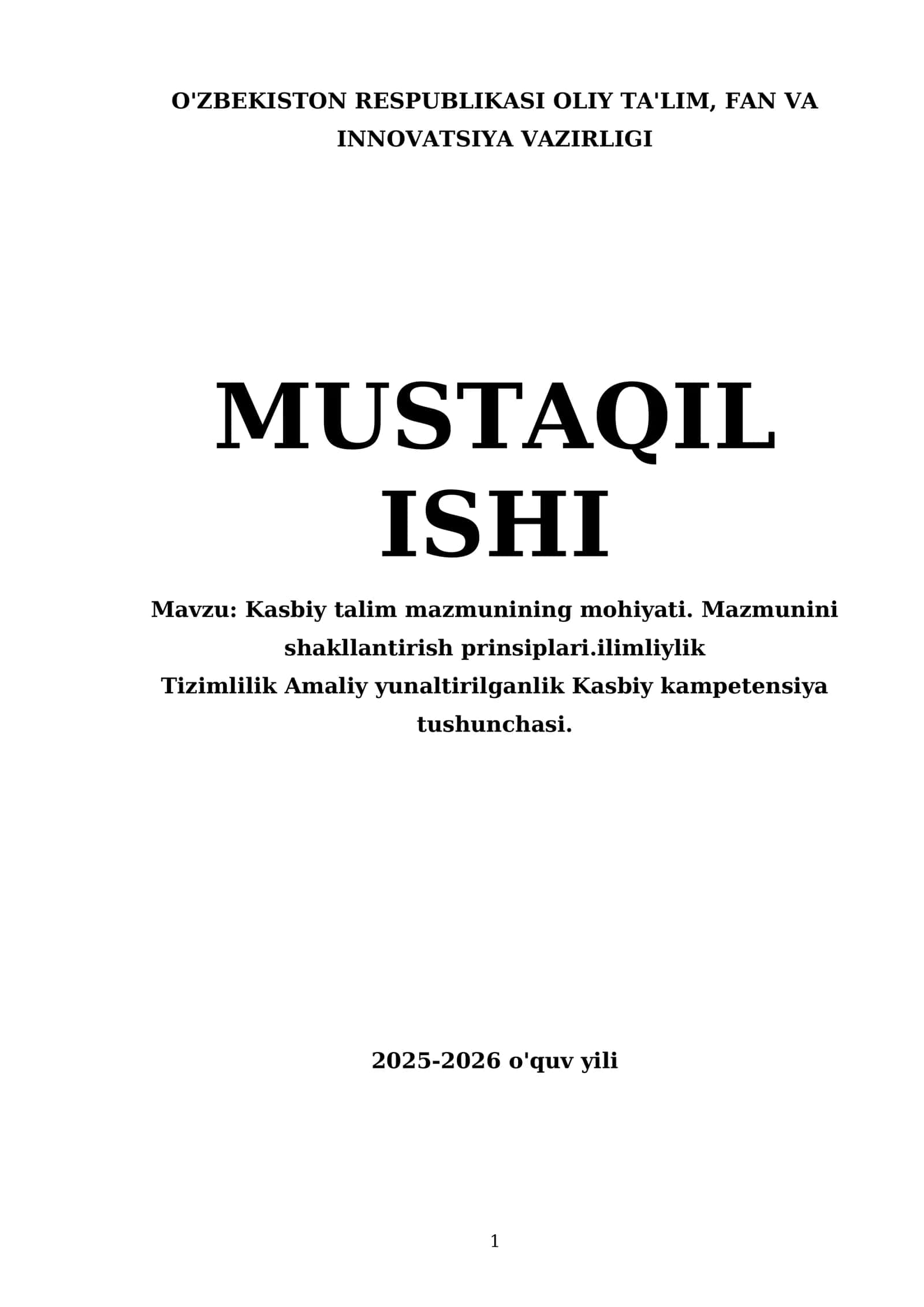 Kasbiy talim mazmunining mohiyati
