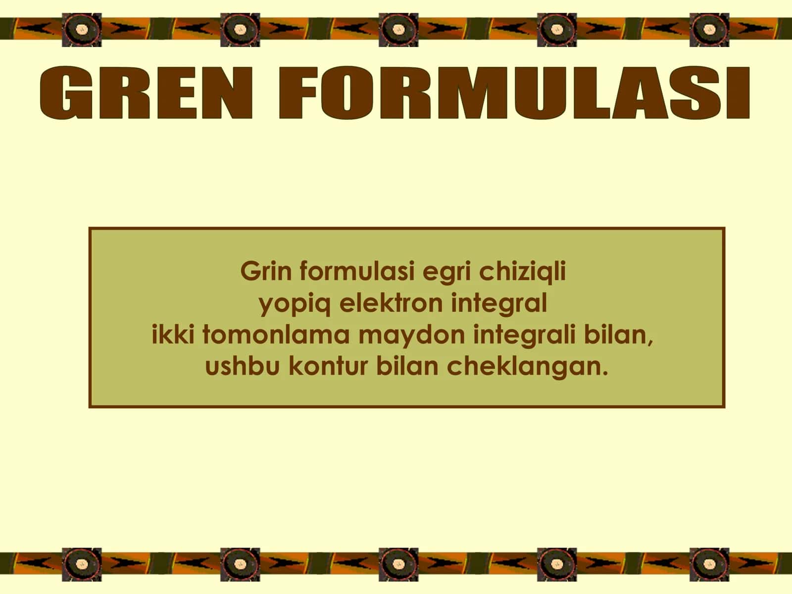 Grin formulasi egri chiziqli
