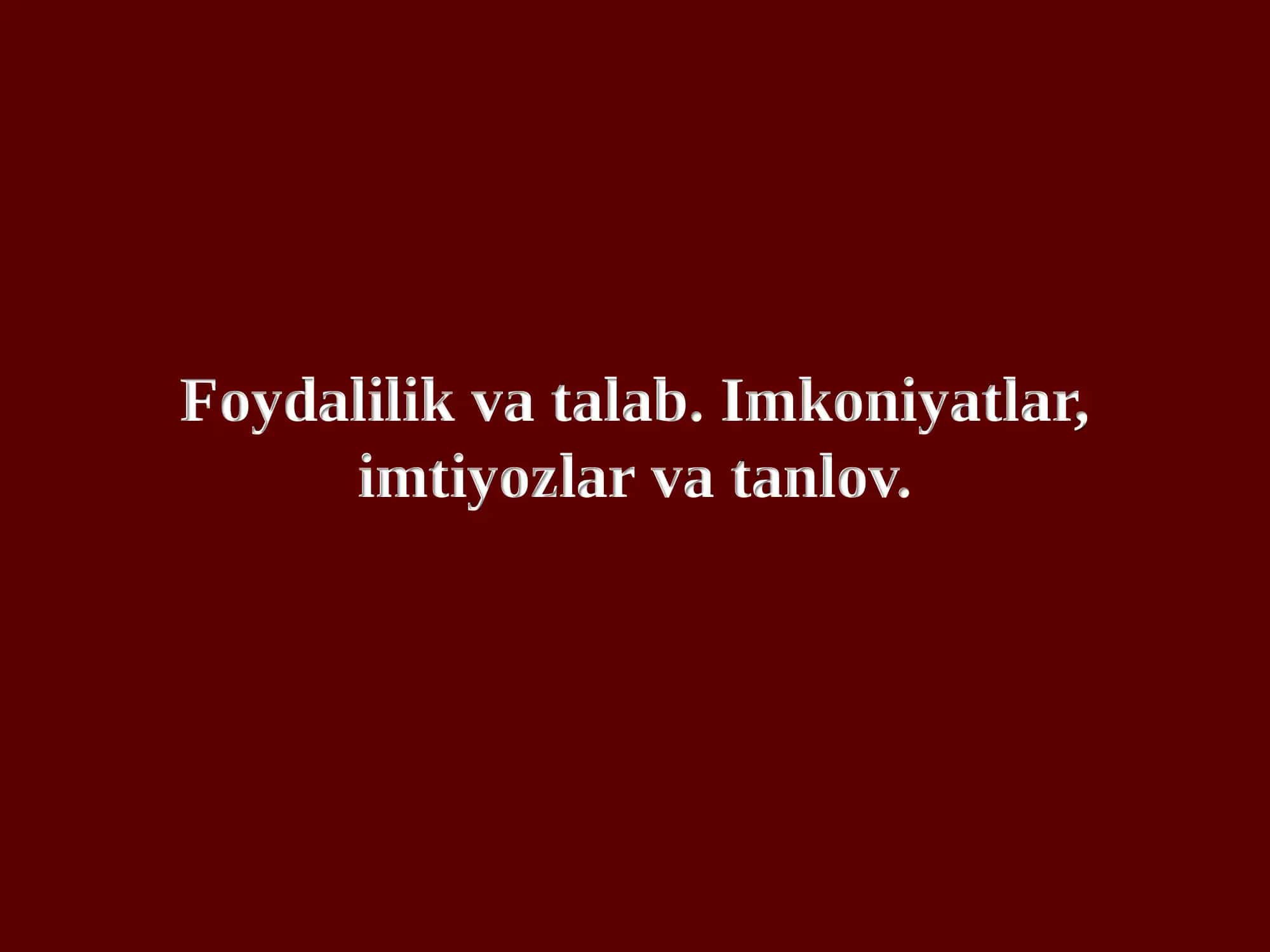 Foydalilik va talab