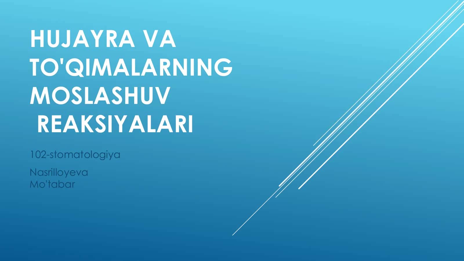 Hujayra va to'qimalari moslashuv reaksiyalari
