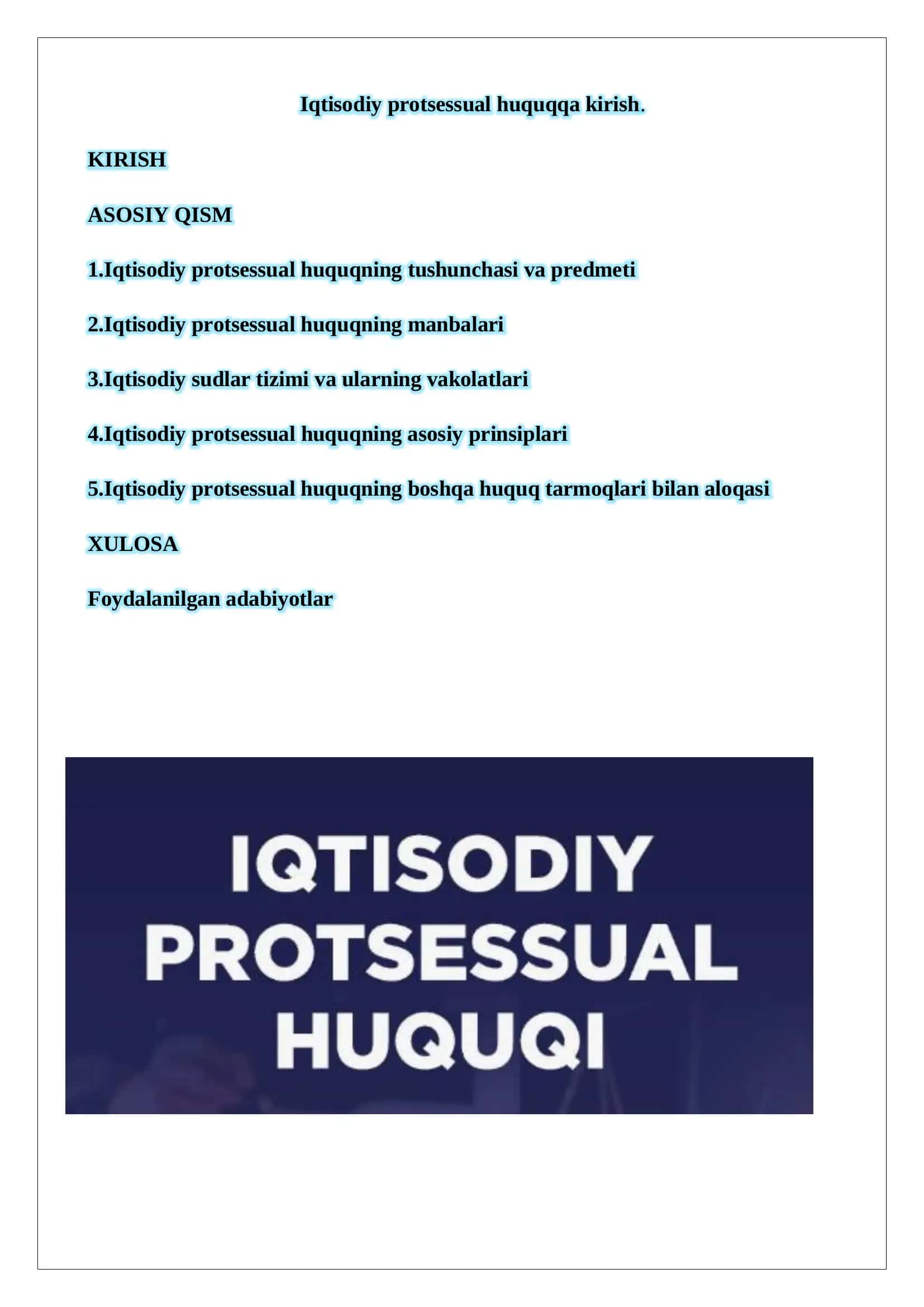 Iqtisodiy protsessual huquqqa kirish