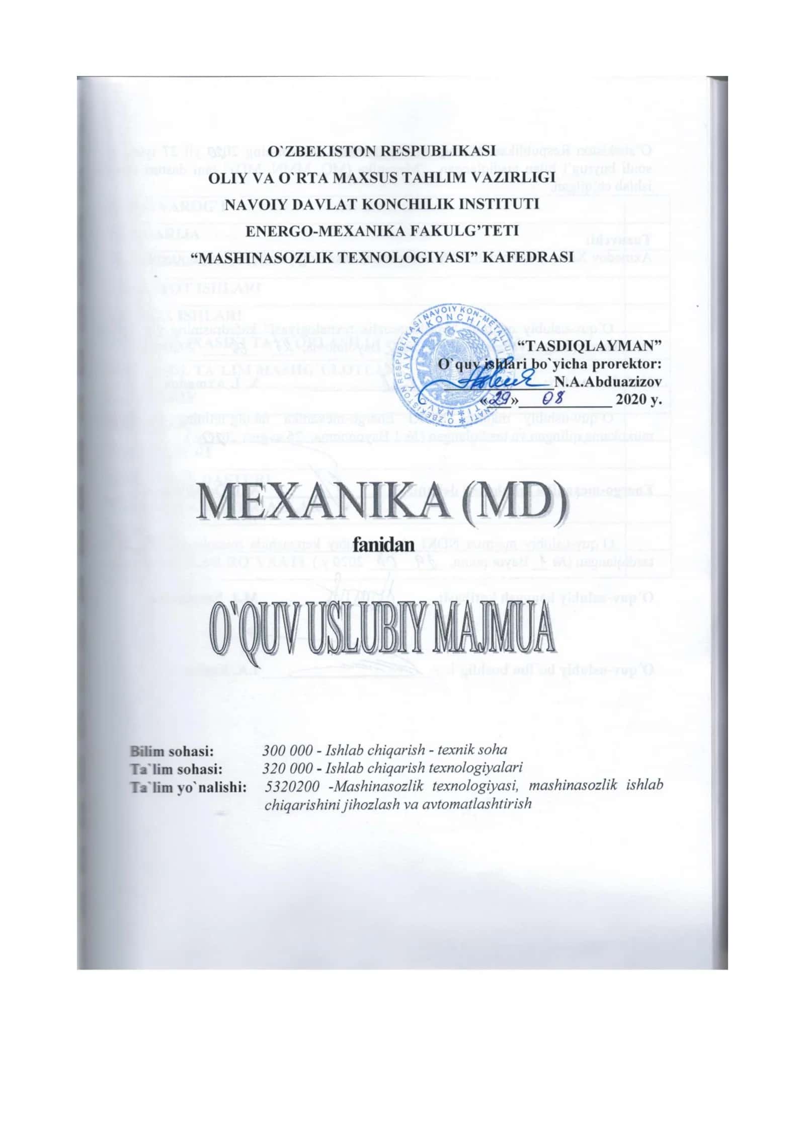 KURS LOYIXASINI TAYYORLASH UCHUN QO`LLANMA