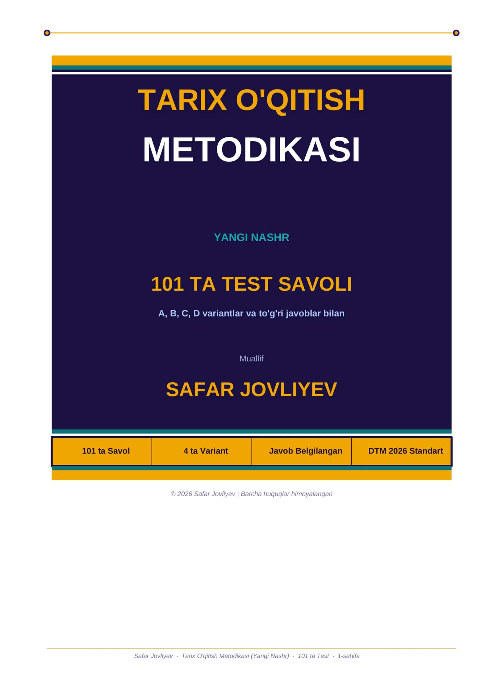 Tarix O'qitish Metodikasi (Yangi Nashr)