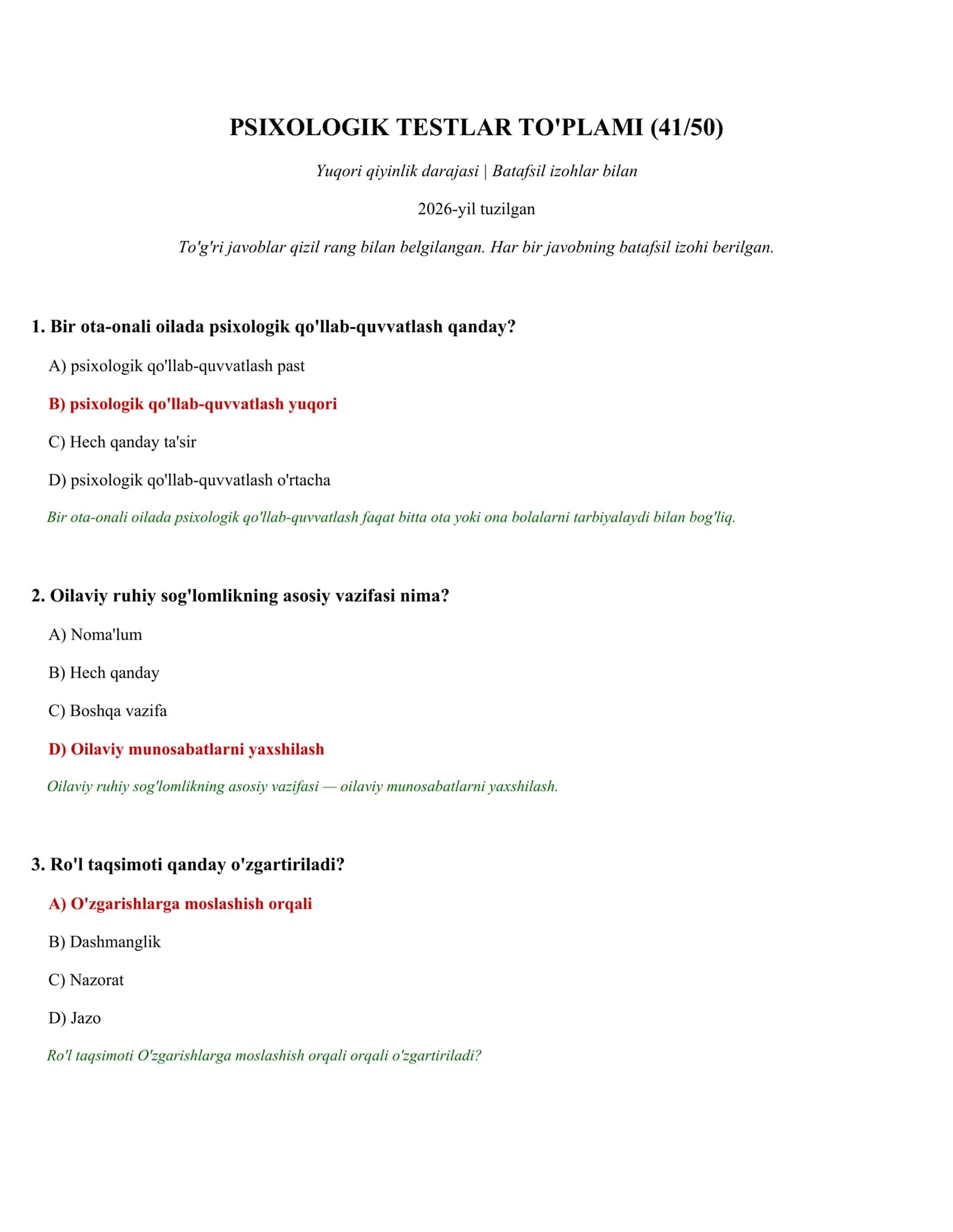 PSIXOLOGIK TESTLAR TO'PLAMI (41/50)