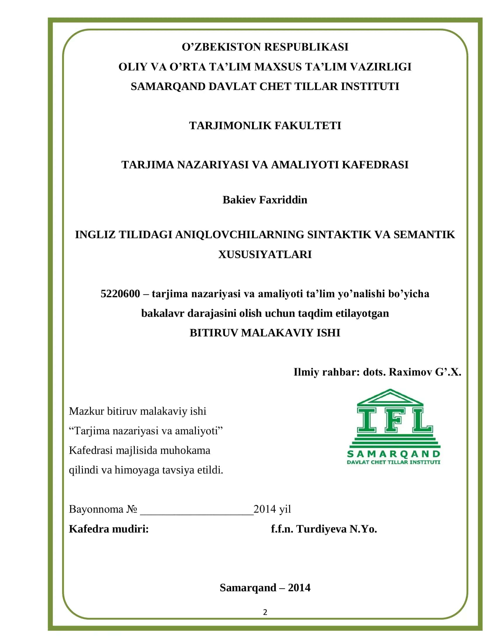 Tarjima nazariyasi va amaliyoti