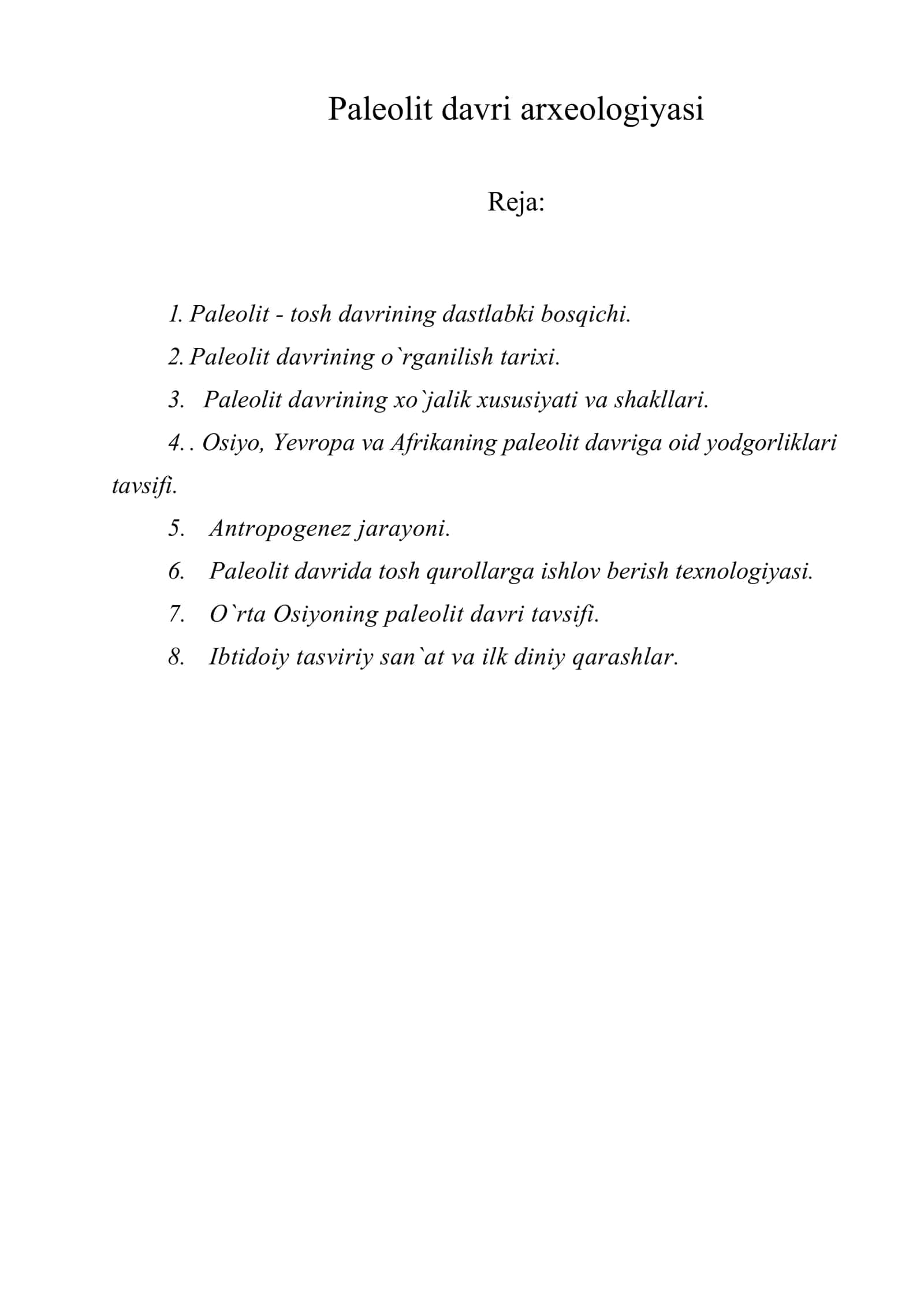 Paleolit davri arxeologiyasi