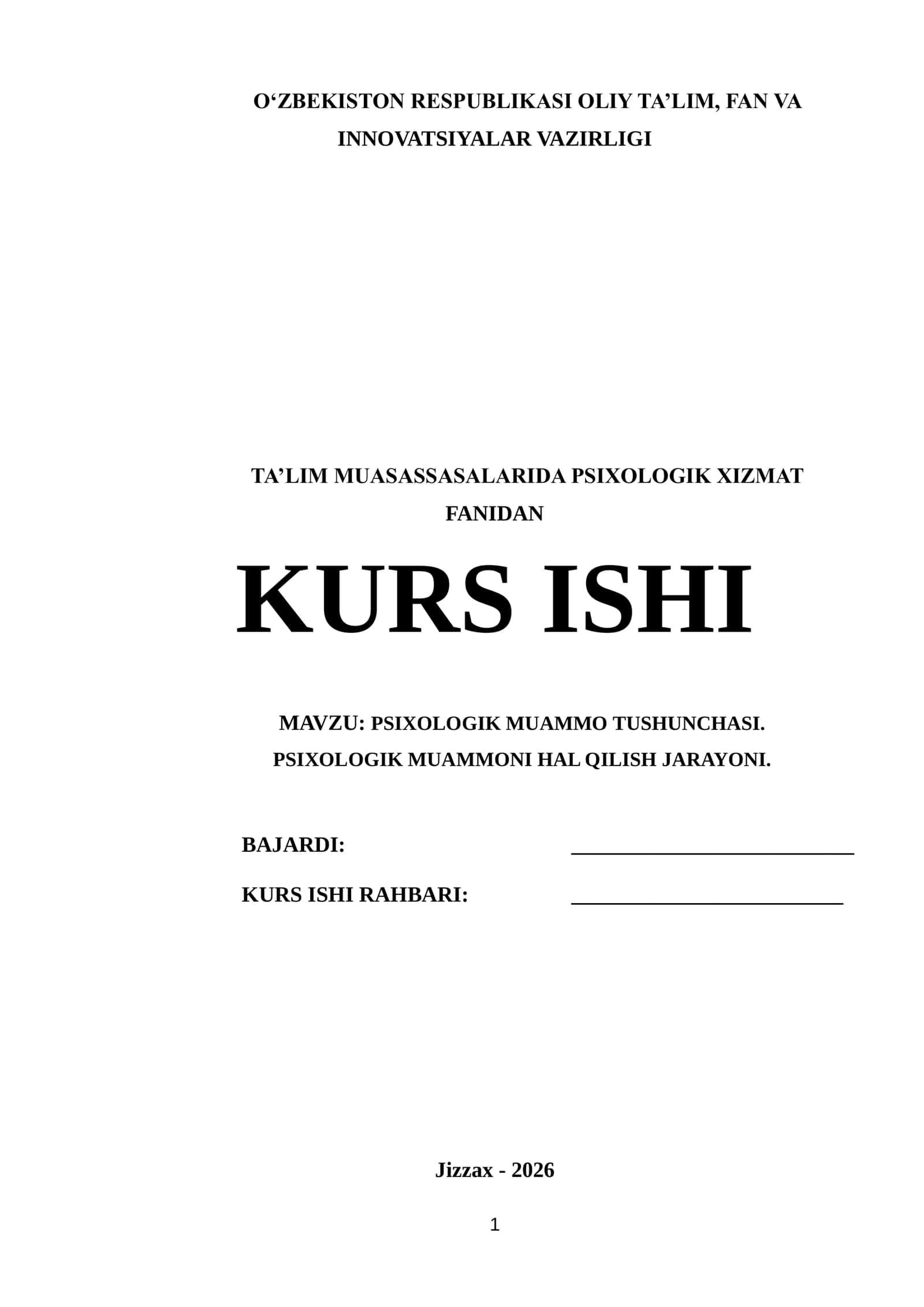 PSIXOLOGIK MUAMMO TUSHUNCHASI. PSIXOLOGIK MUAMMONI HAL QILISH JARAYONI