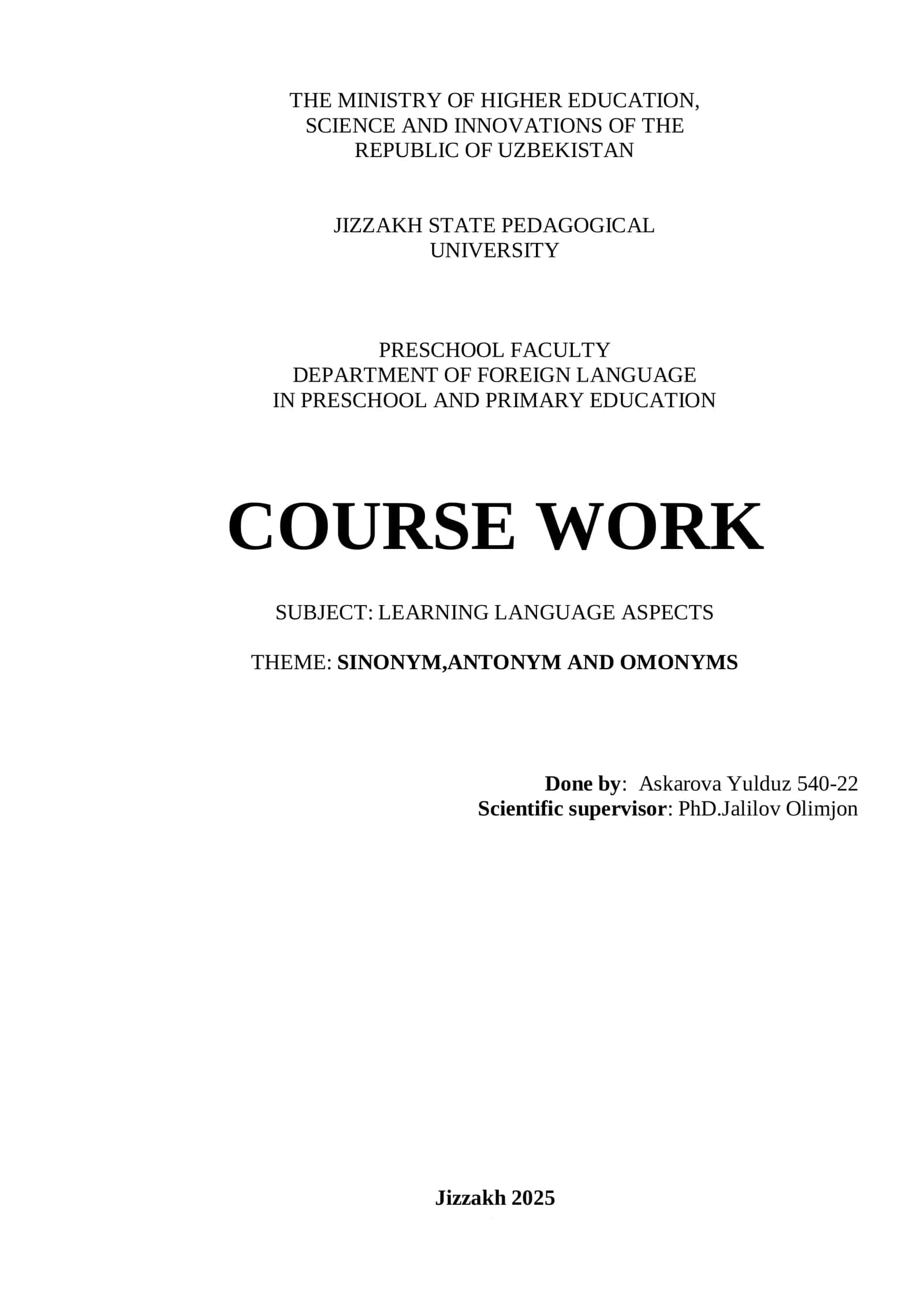 LEARNING LANGUAGE ASPECTS