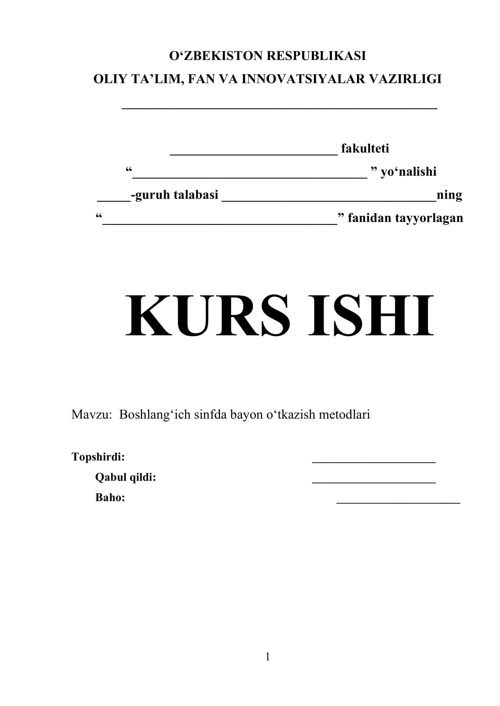 Boshlang‘ich sinfda bayon o‘tkazish metodlari
