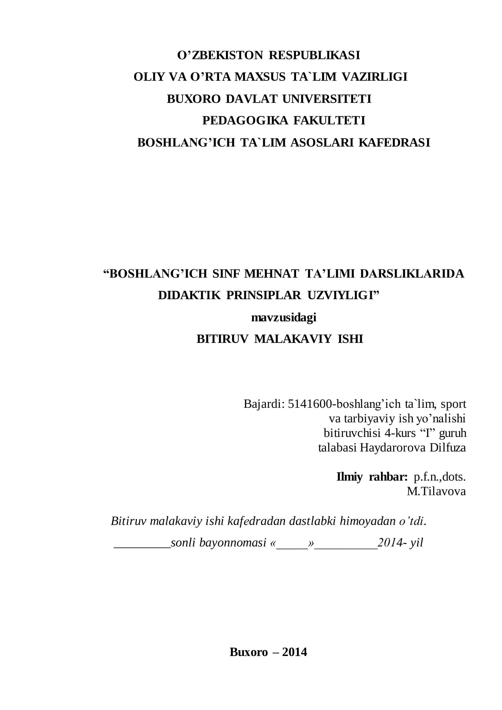 DIDAKTIK PRINSIPLAR UZVIYLIGI