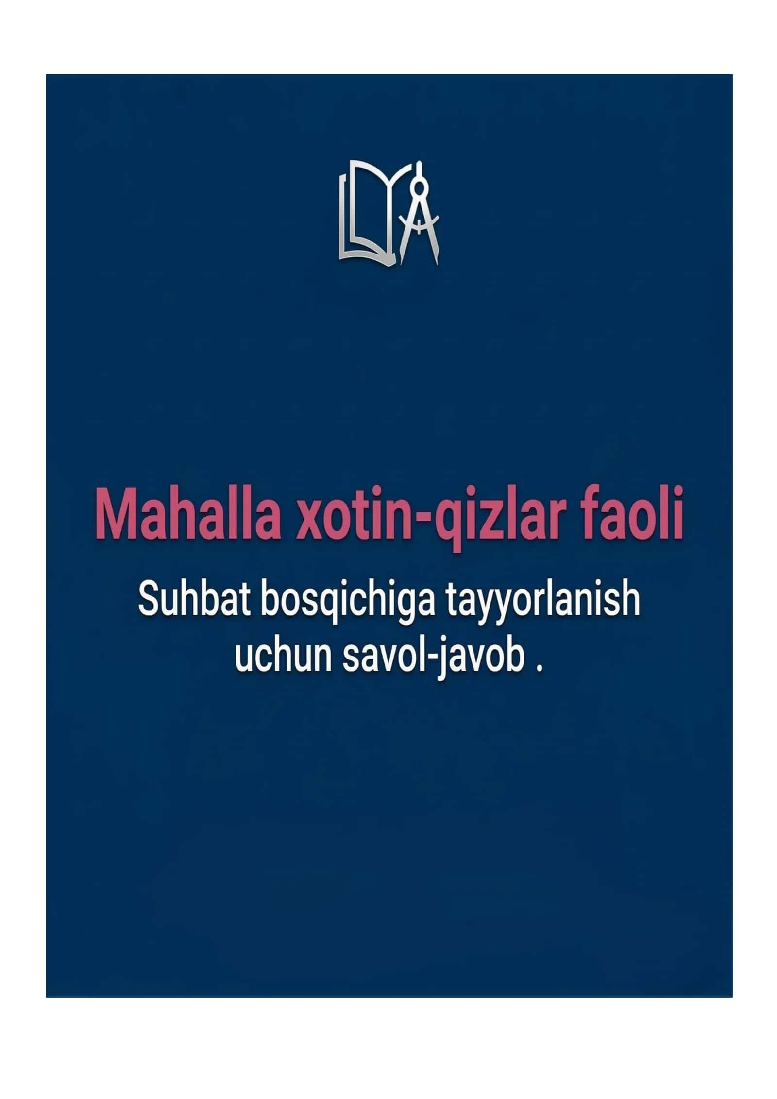 Mahalla xotin-qizlar faoli: Suhbat bosqichi uchun savol-javob (Argos 2026)