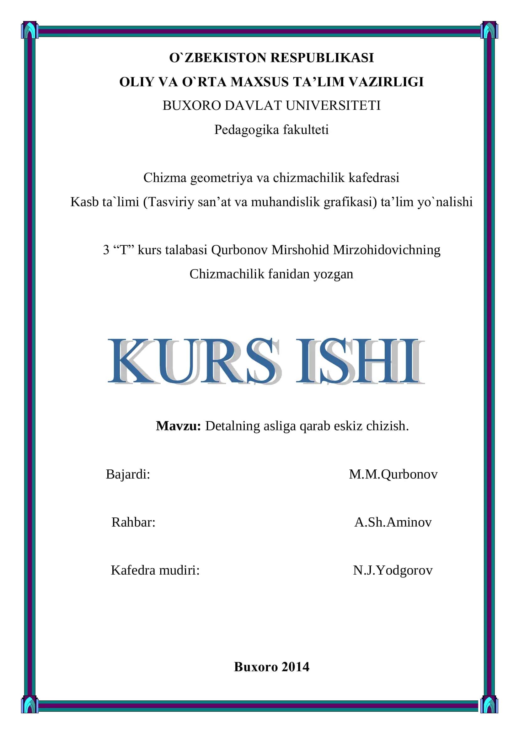 Detalning asliga qarab eskiz chizish