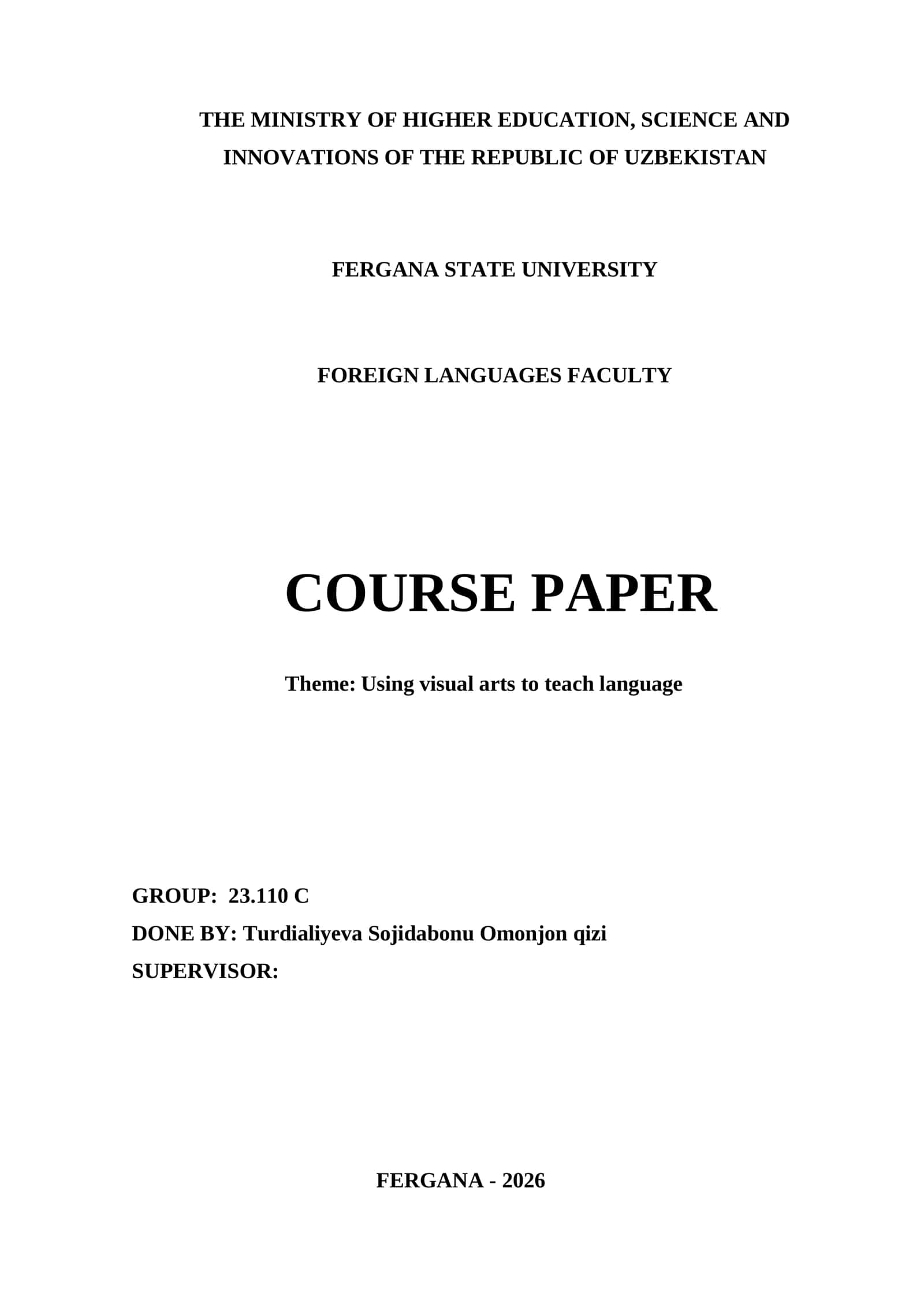 Course Paper on Using Visual Arts to Teach Language