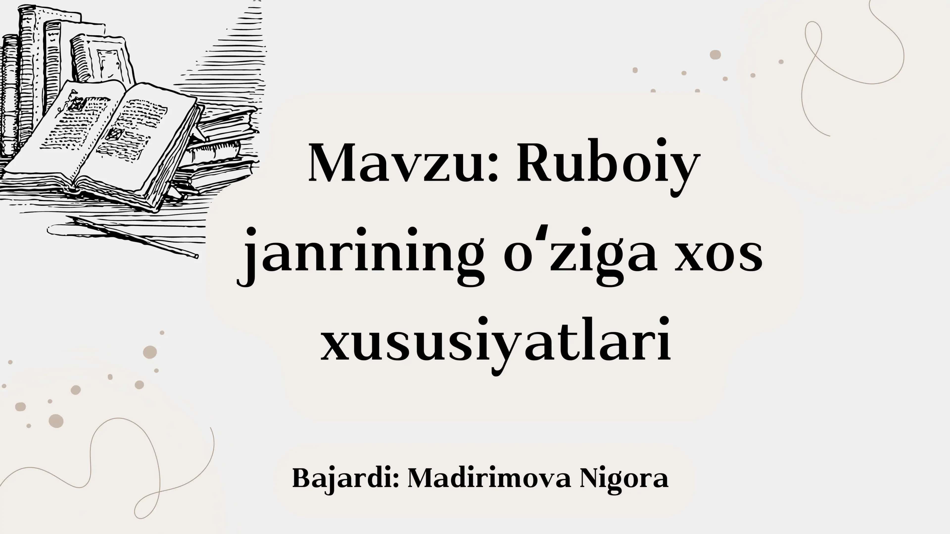 Ruboiy janrining oʻziga xos xususiyatlari