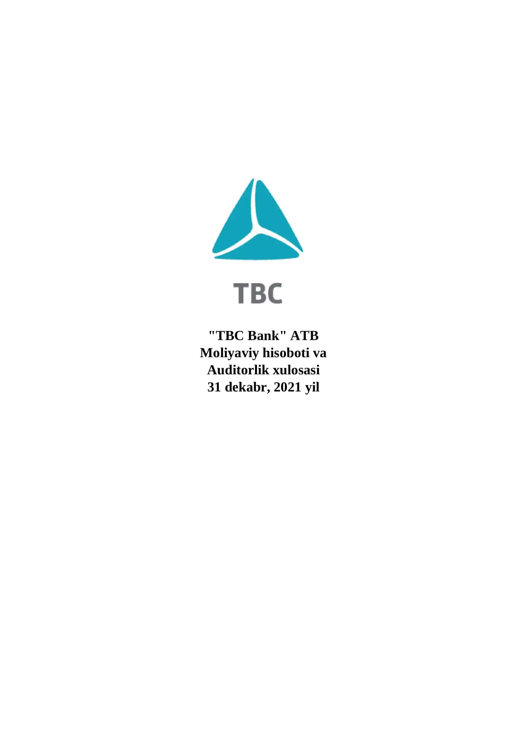 TBC Bank ATB Moliyaviy hisoboti va Auditorlik xulosasi