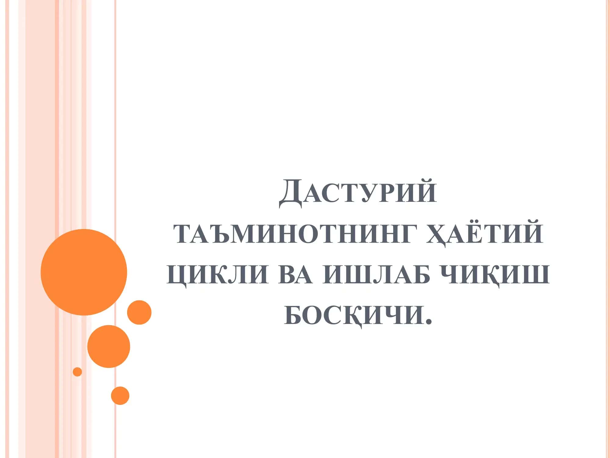 ДАСТУРИЙ ТАЪМИНОТНИНГ ҲАЁТИЙ ЦИКЛИ