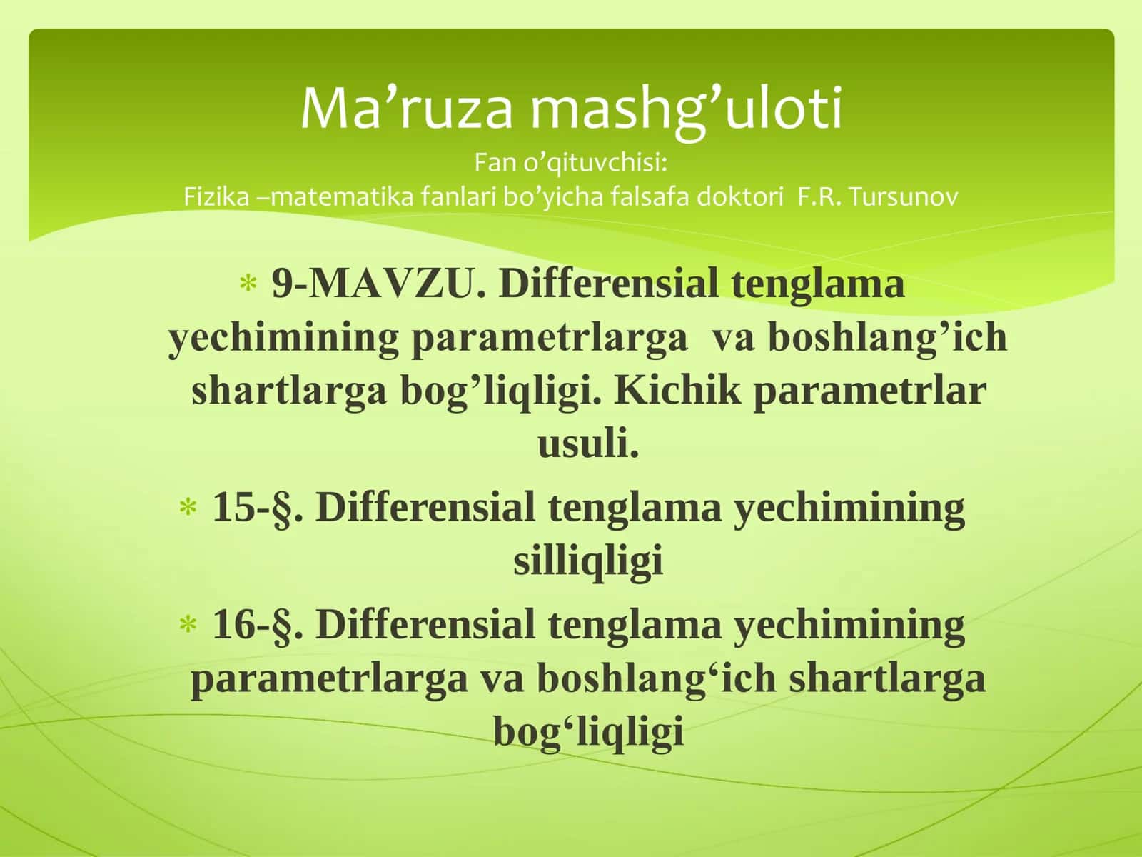 9-МАVZU. Differensial tenglama