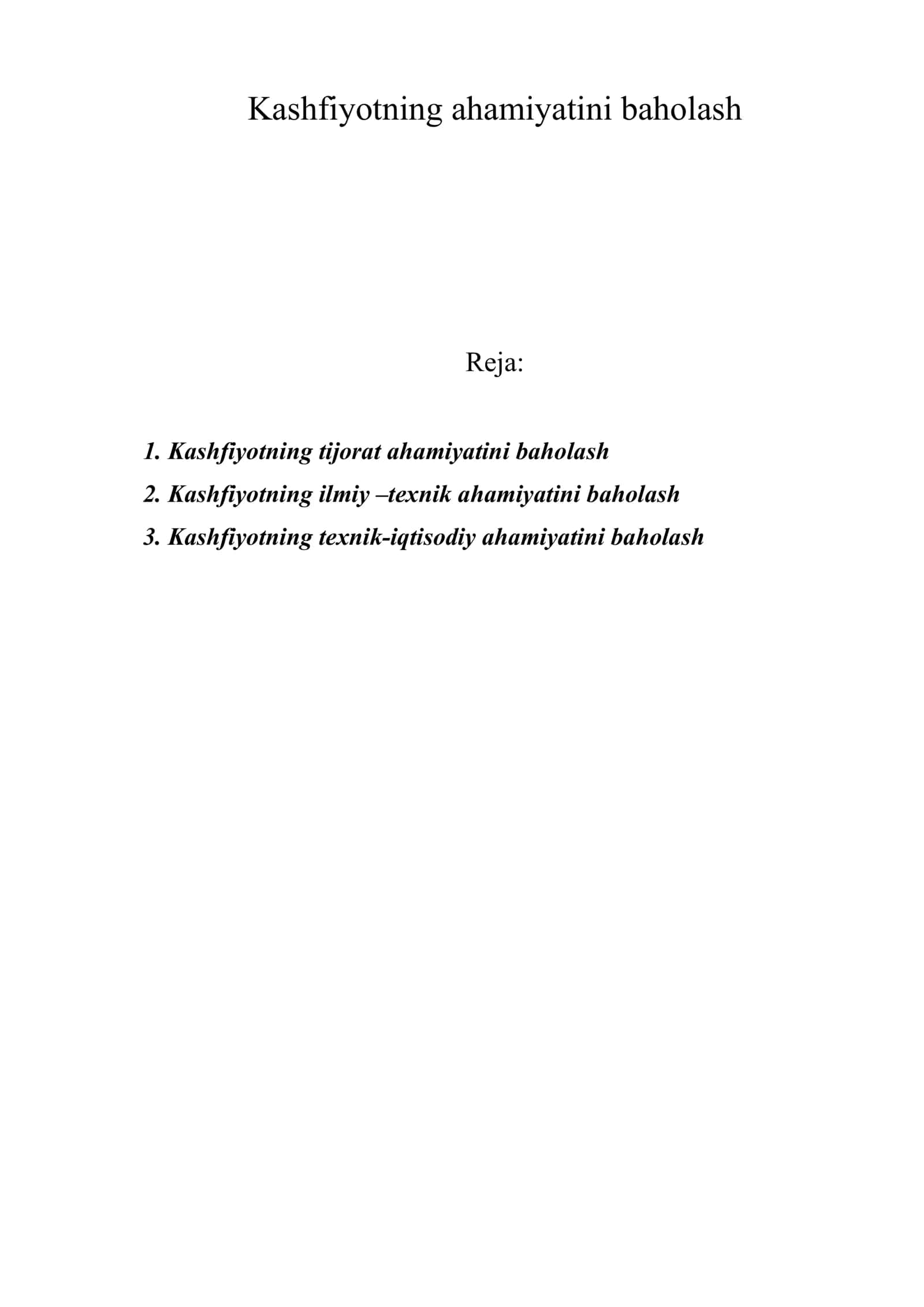 Kashfiyotning ahamiyatini baholash