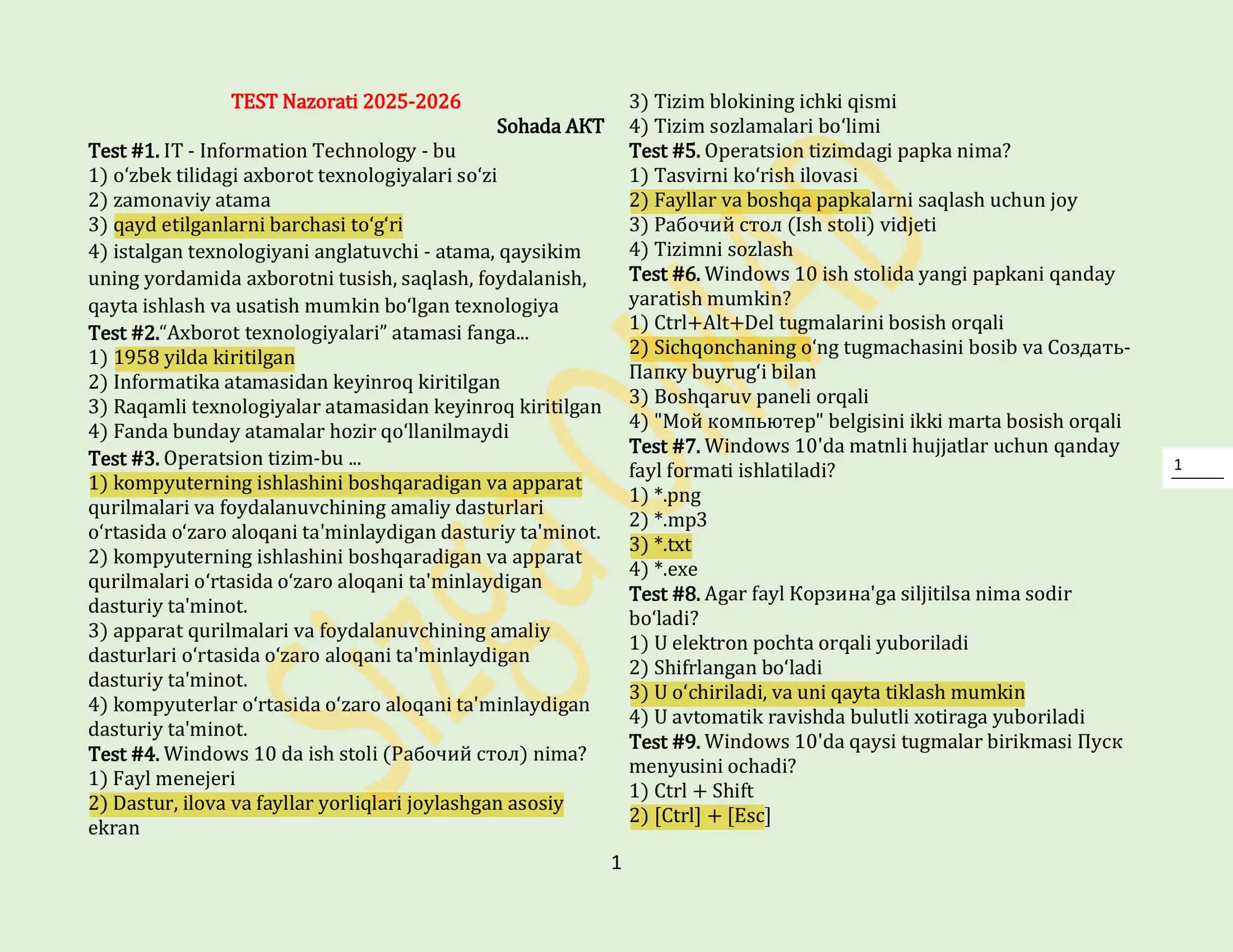 TEST Nazorati 2025-2026