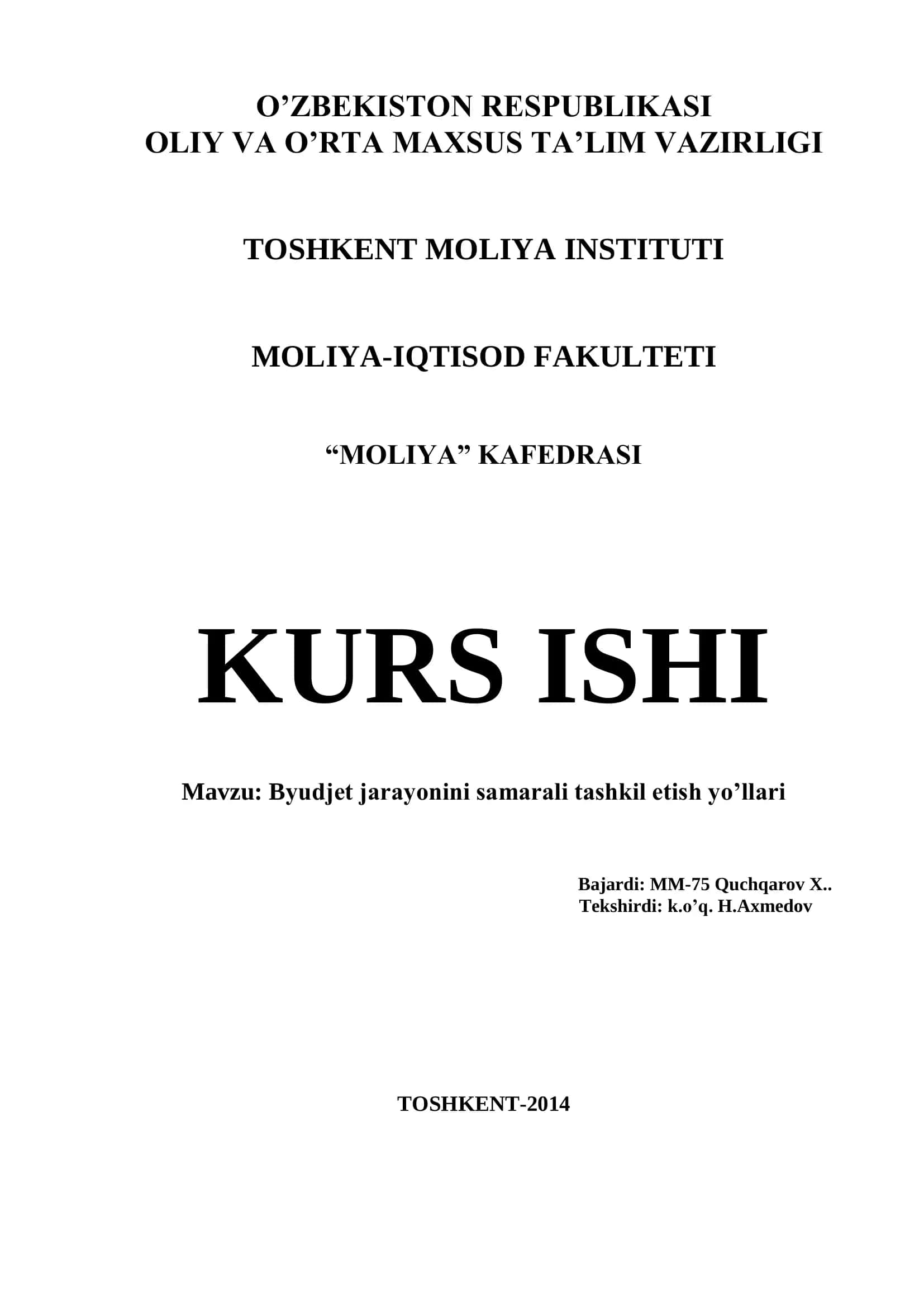Byudjet jarayonini samarali tashkil etish yo’llari