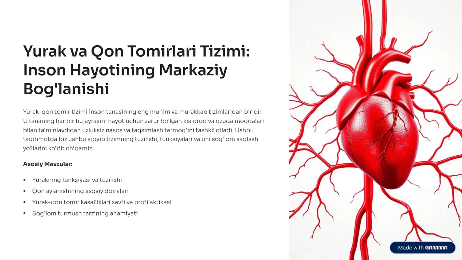 Yurak va Qon Tomirlari Tizimi: Inson Hayotining Markaziy Bog'lanishi