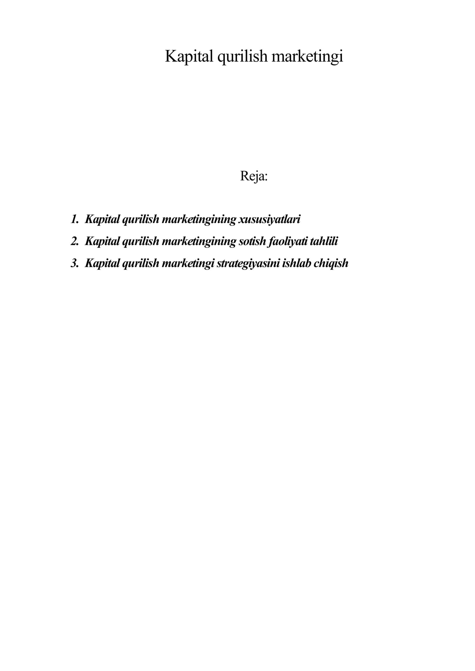 Kapital qurilish marketingi
