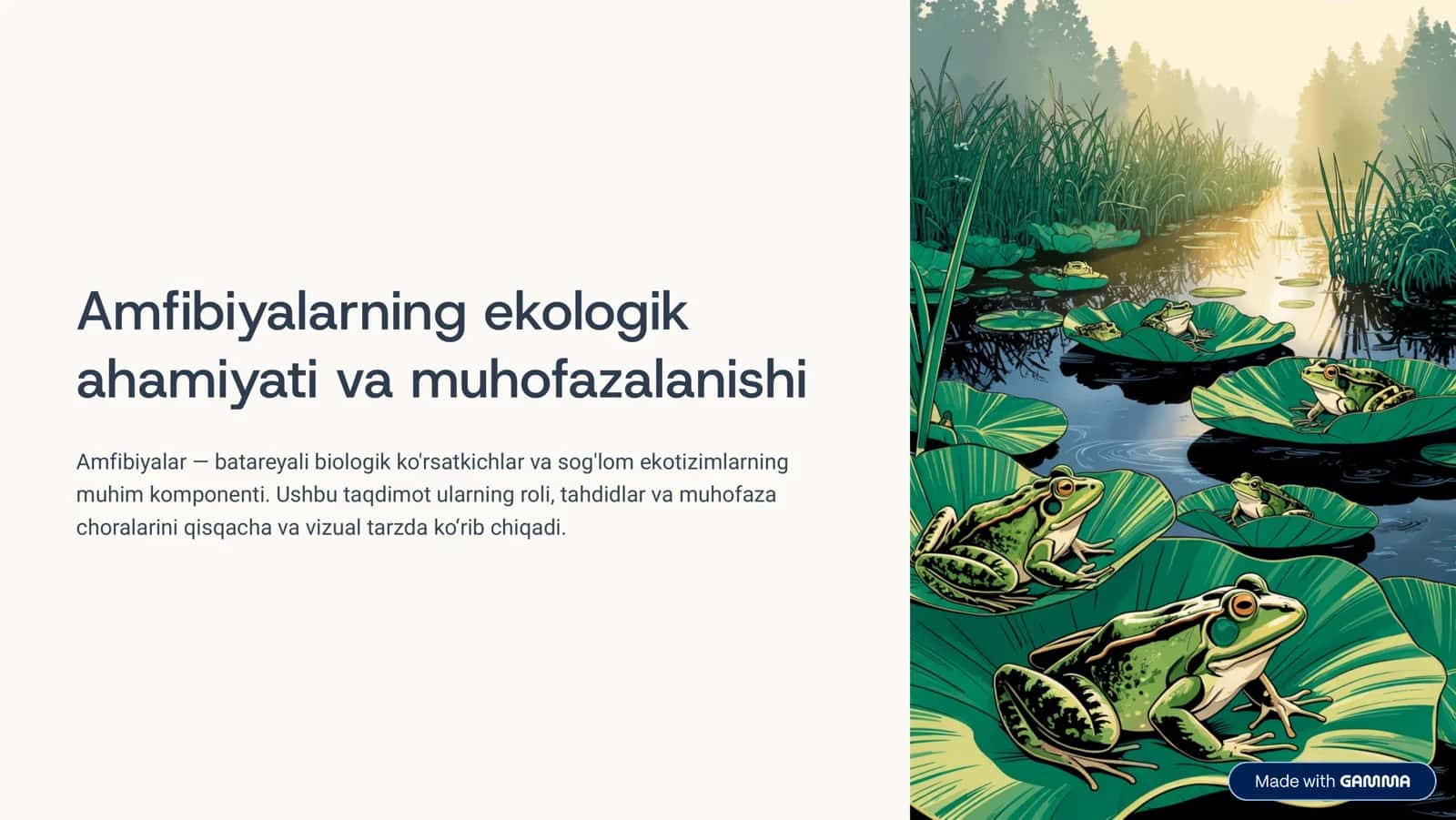 Amfibiyalarning ekologik ahamiyati va muhofazalanishi