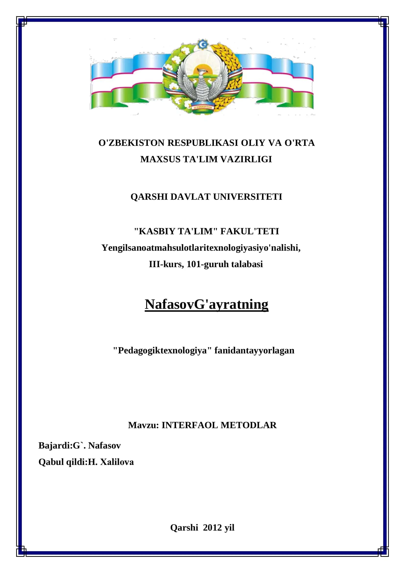 INTERFAOL METODLAR