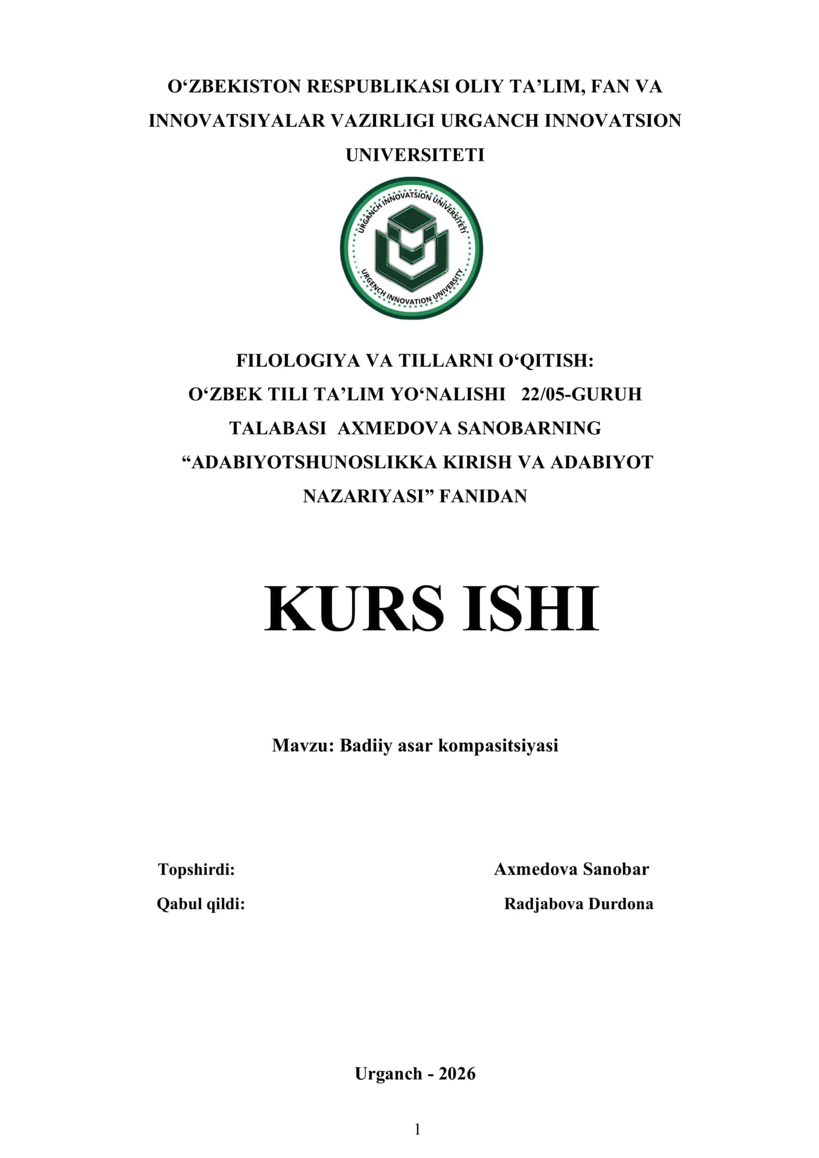 Badiiy asar kompasitsiyasi