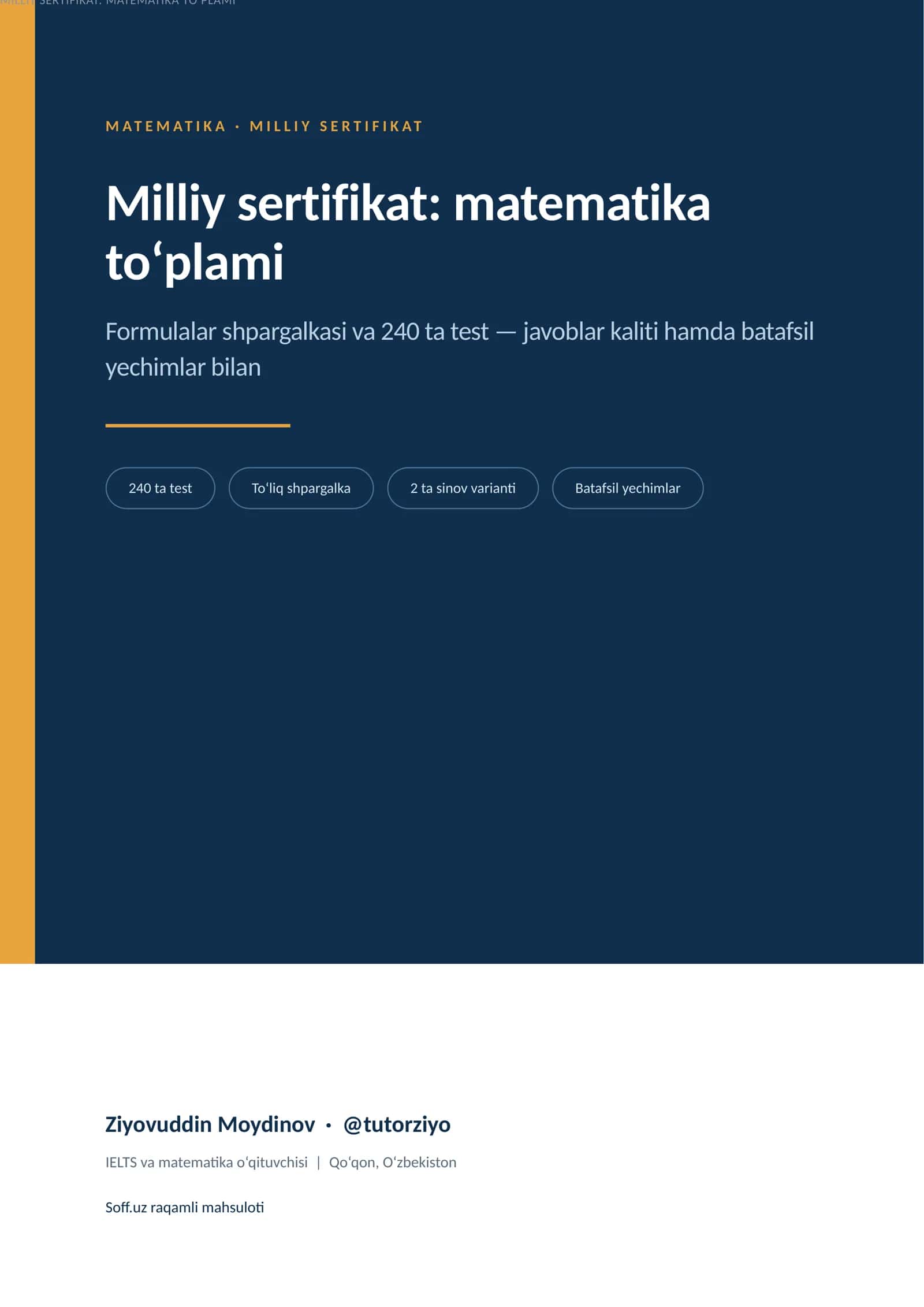 Milliy sertifikat: matematika to‘plami