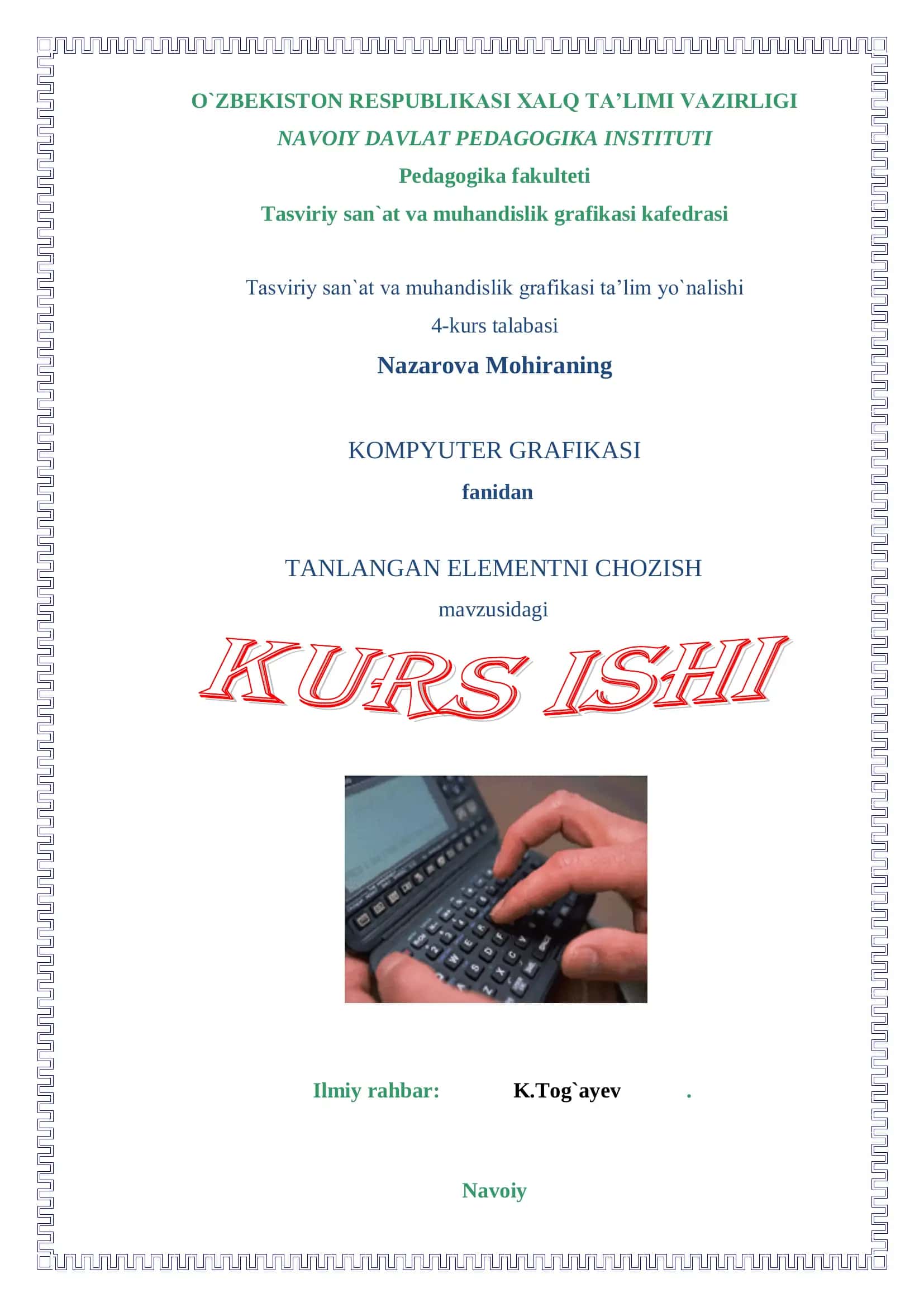 TANLANGAN ELEMENTNI CHOZISH