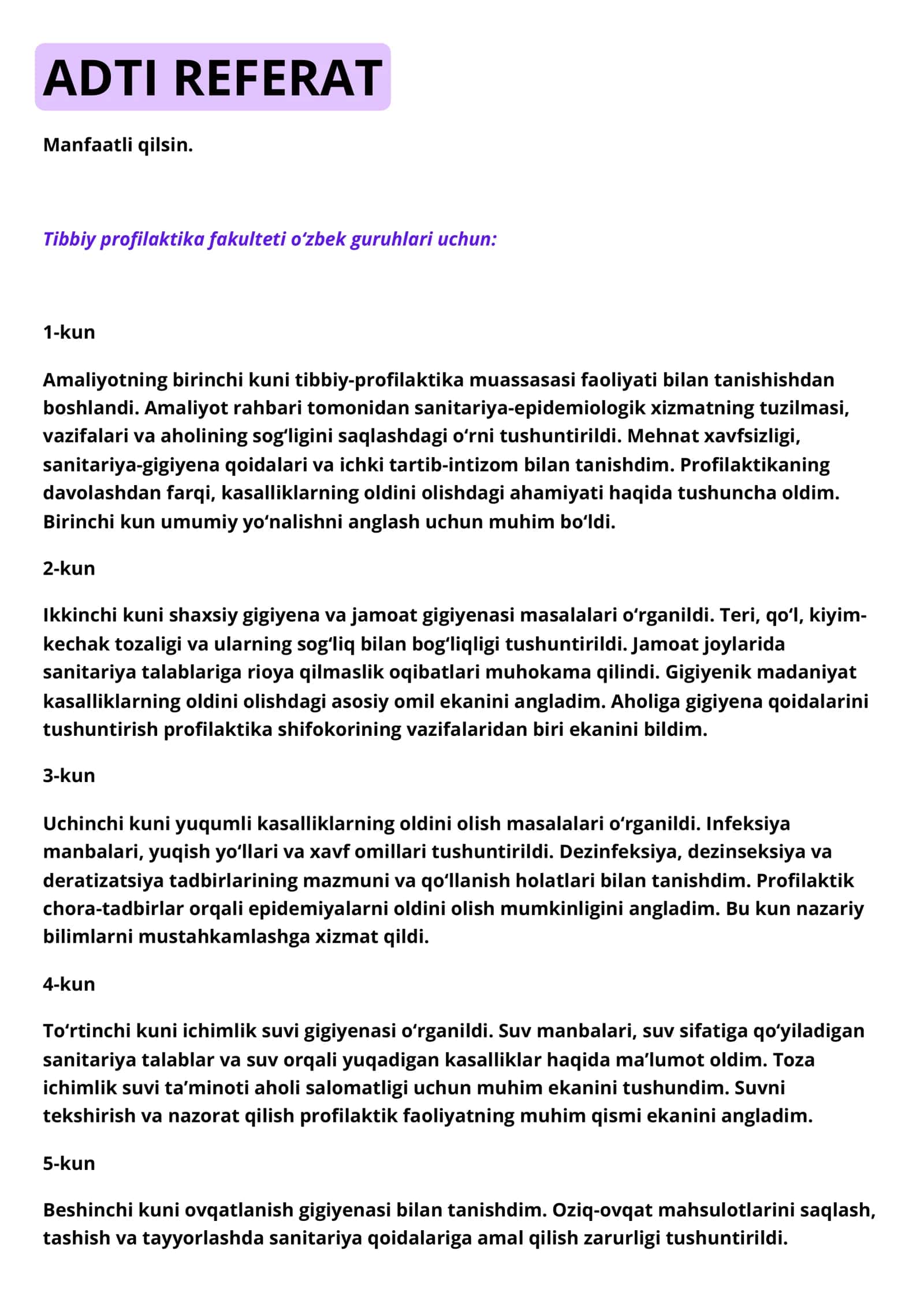 Tibbiy profilaktika fakulteti