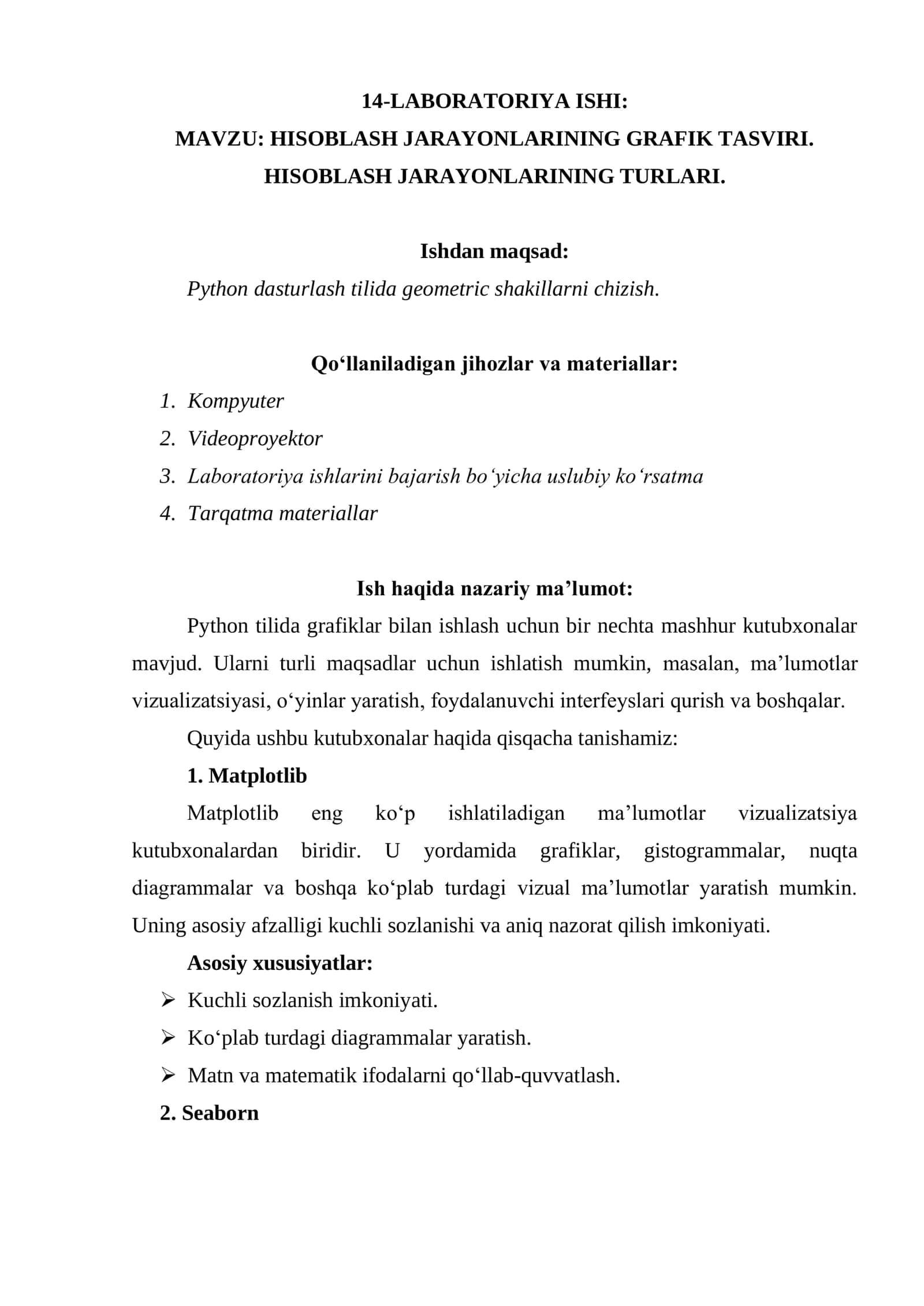 HISOBLASH JARAYONLARINING GRAFIK TASVIRI. HISOBLASH JARAYONLARINING TURLARI