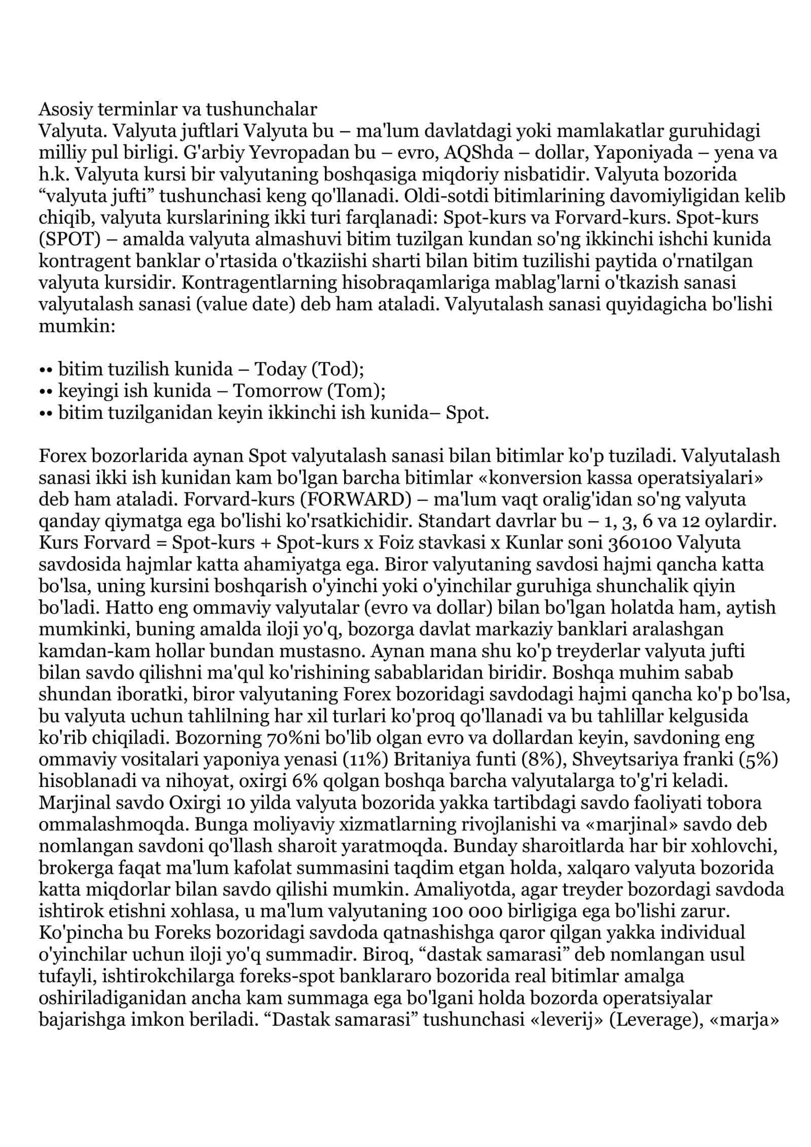 Asosiy terminlar va tushunchalar