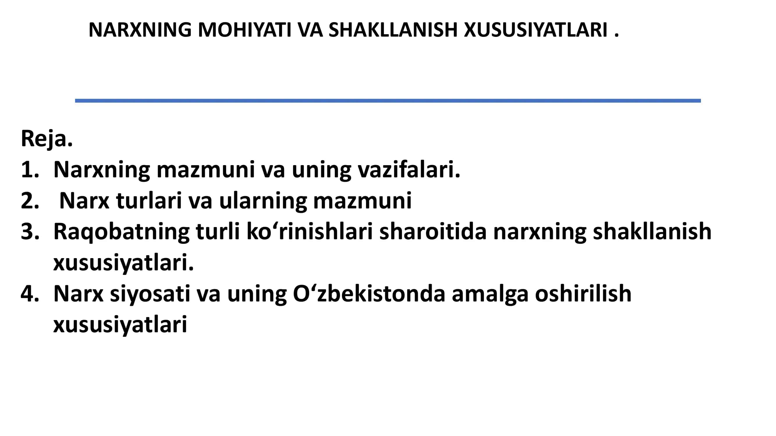 Narxning Mohiyati va Shakllanish Xususiyatlari