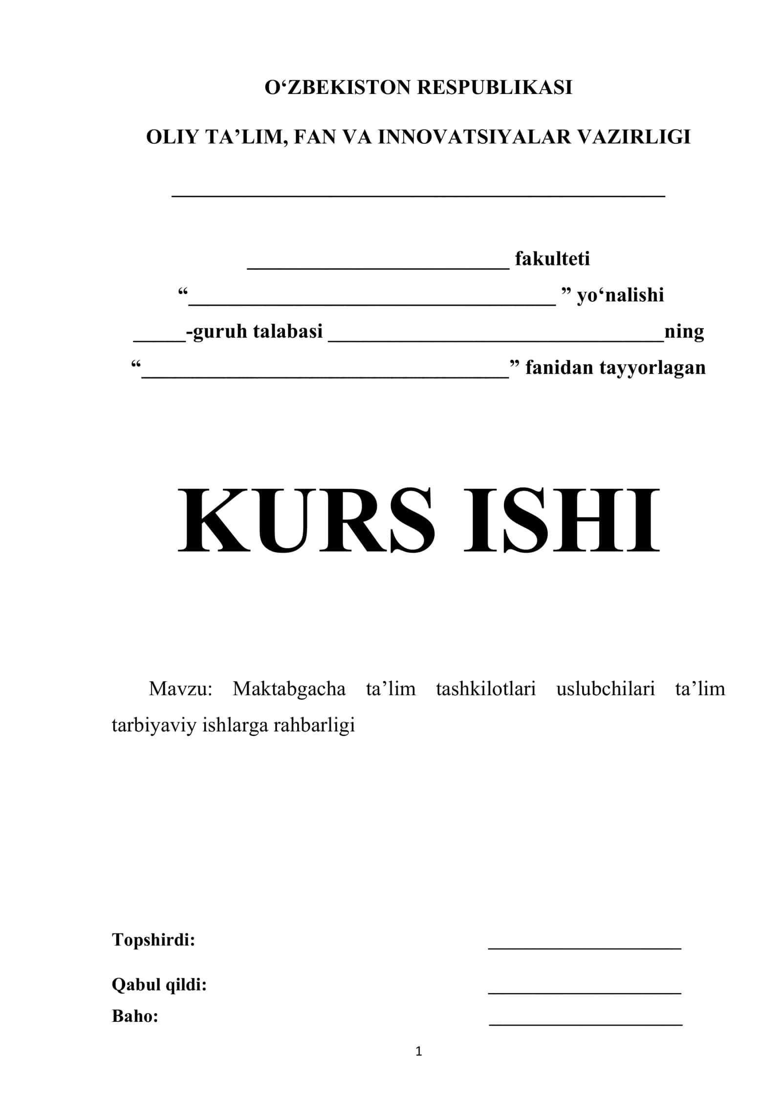 Maktabgacha ta’lim tashkilotlari uslubchilari ta’lim tarbiyaviy ishlarga rahbarligi