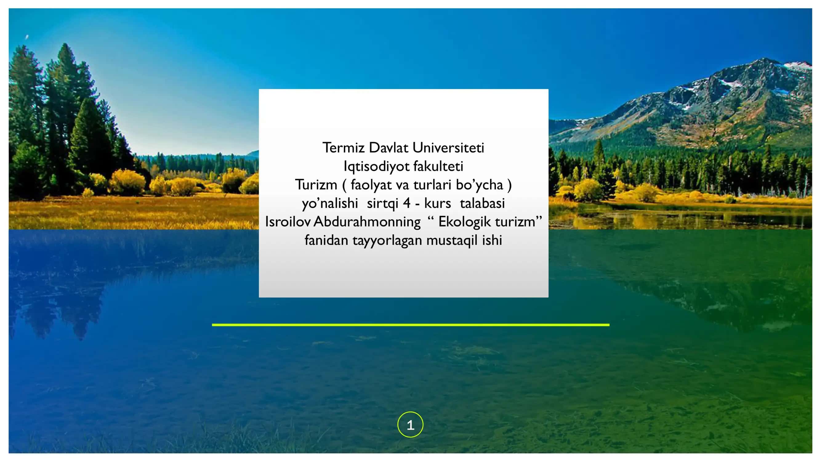 Ekologik turizm