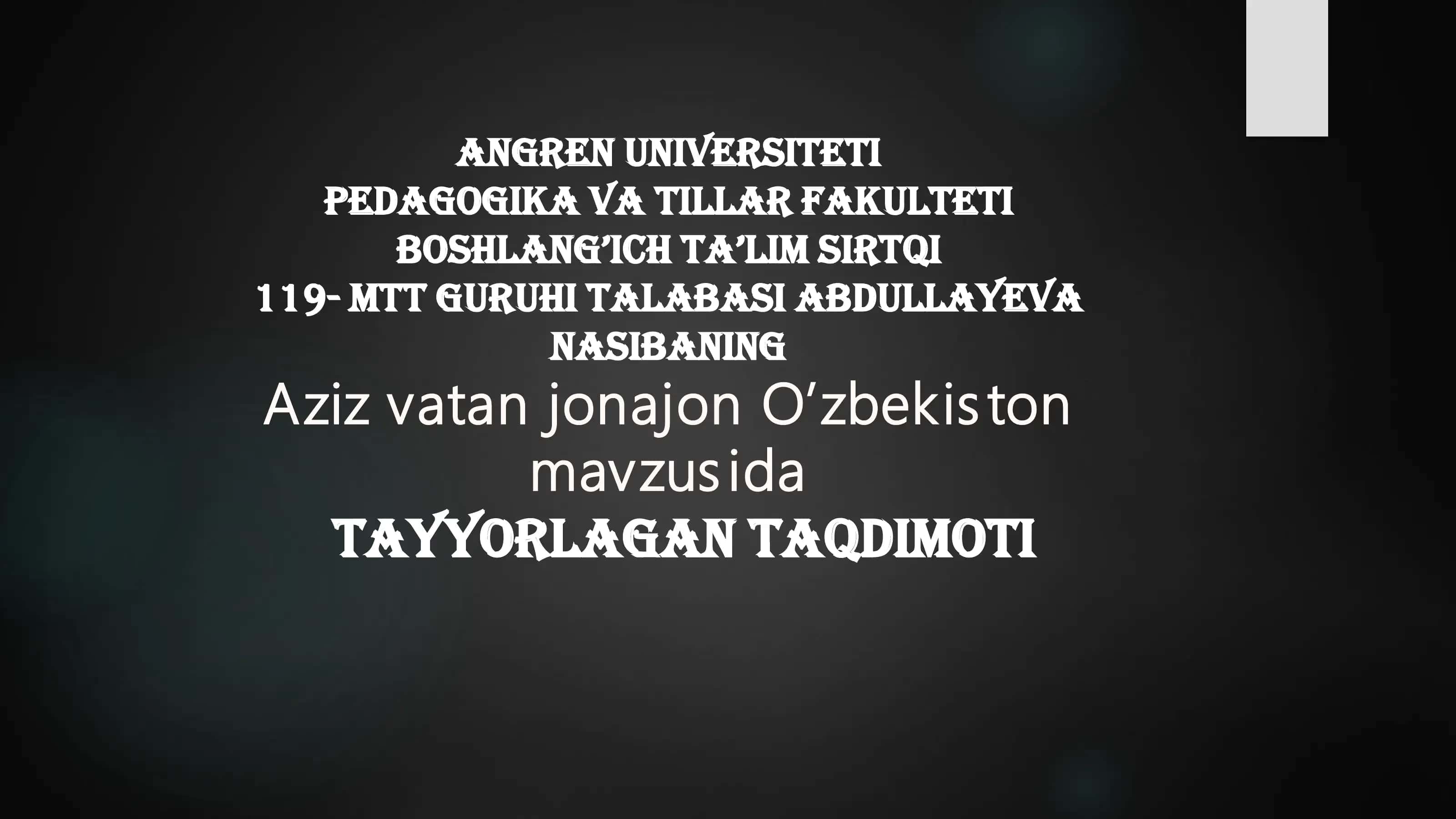 Vatanga Muhabbat Qalblardagi Tuyg'u