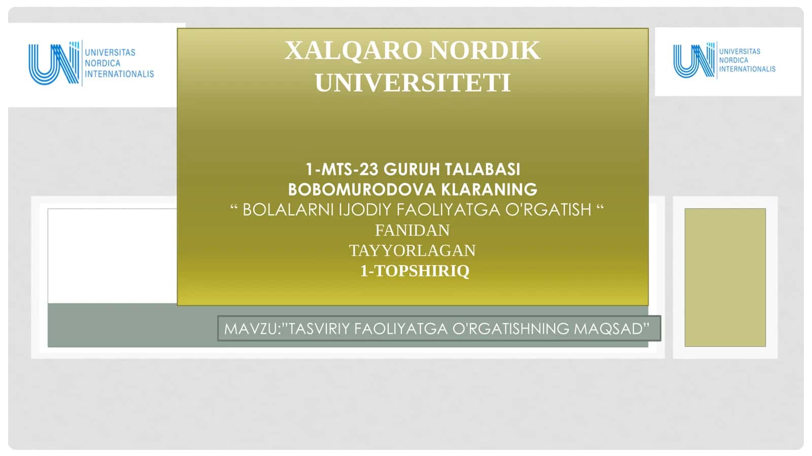 TASVIRIY FAOLIYATGA O'RGATISHNING MAQSAD